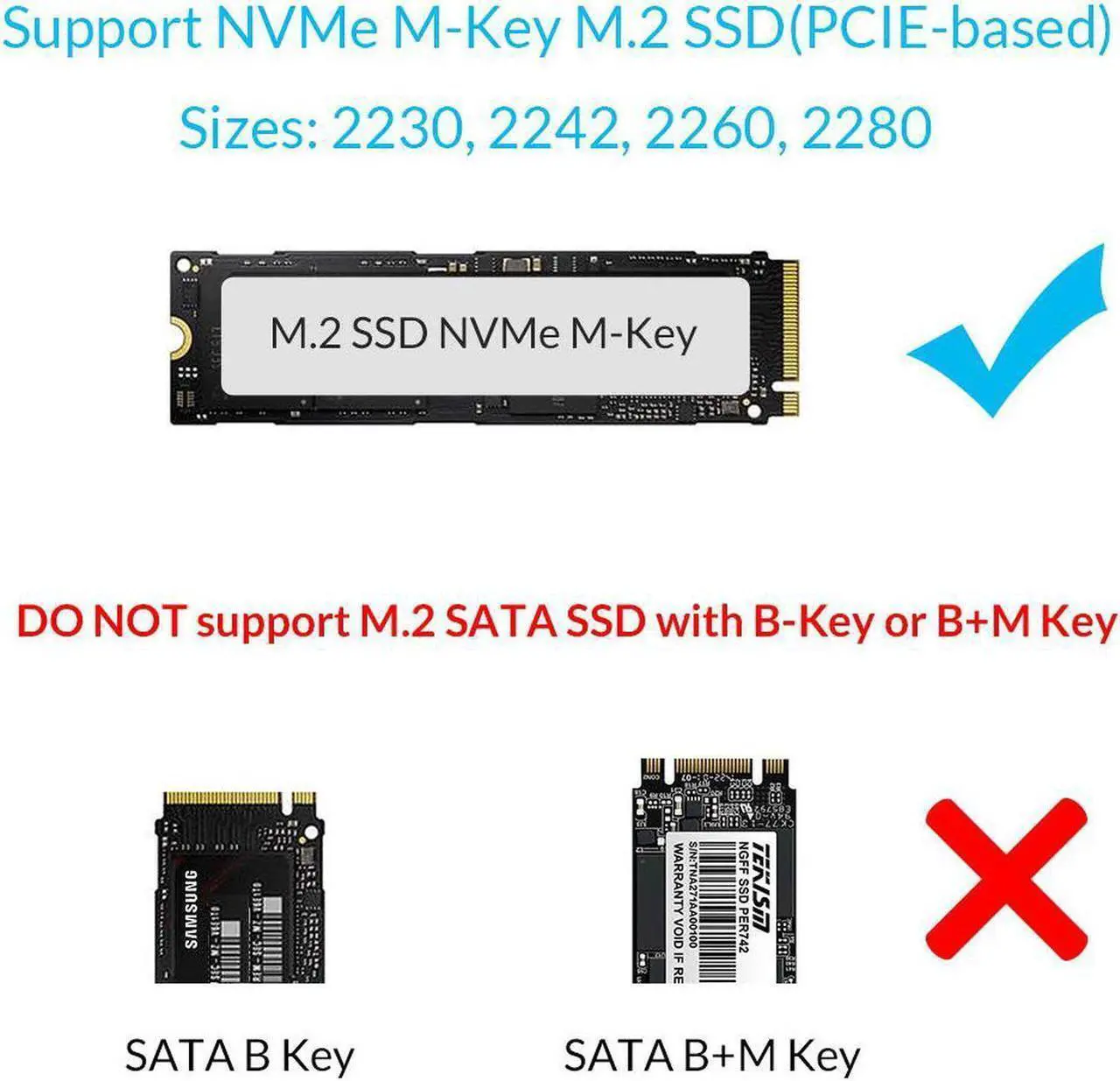 Alt view image 5 of 7 - USB 3.1 Gen 2 Type C Tool-Free M.2 SSD Enclosure 2280 2260 2242 2230 SSD Housing NGFF Case to USB3.1 gen 2 Type C Cable for Intel 660p/Samsung 970 EVO/Samsung970 Pro NVME SSD (Blue)