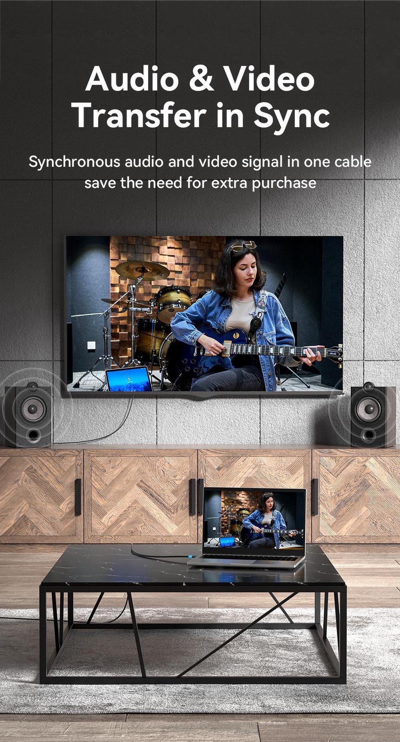 Alt view image 6 of 7 - 4K 120Hz HDMI 2.1 Fiber Optic Cable, 48Gbps High Speed -4K@120Hz 7680P,HDCP 2.2 & 2.3, HDR 10,eARC,Dynamic HDR,Compatible for Laptop, Monitor - 16FT Long In Wall HDMI Cable
