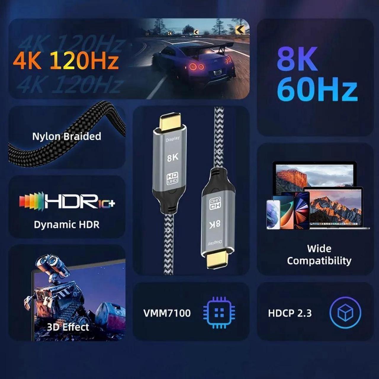 Alt view image 3 of 7 - USB C to HDMI Cable 3.3ft | 8K@60Hz | 48Gbps | USB 3.1 Type C to HDMI 2.1 Cord for Home Office, (Thunderbolt 3/4 Compatible) with MacBook Pro/Air, Galaxy S8 to S23, iPad Pro, iMac