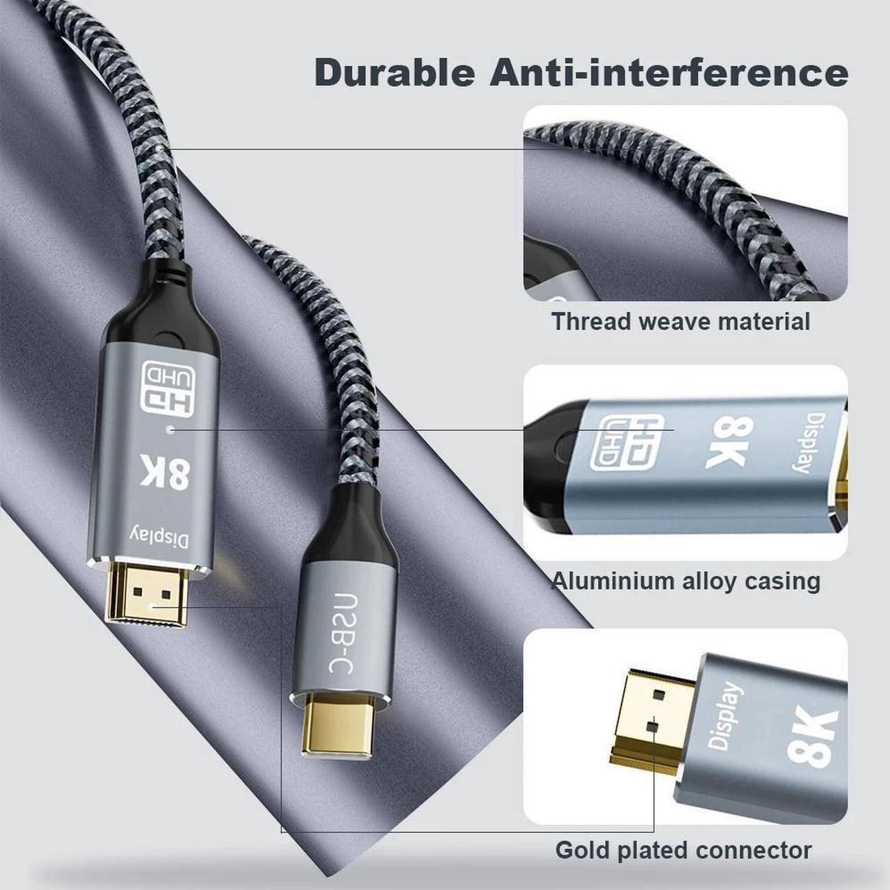 Alt view image 6 of 7 - USB C to HDMI Cable 3.3ft | 8K@60Hz | 48Gbps | USB 3.1 Type C to HDMI 2.1 Cord for Home Office, (Thunderbolt 3/4 Compatible) with MacBook Pro/Air, Galaxy S8 to S23, iPad Pro, iMac