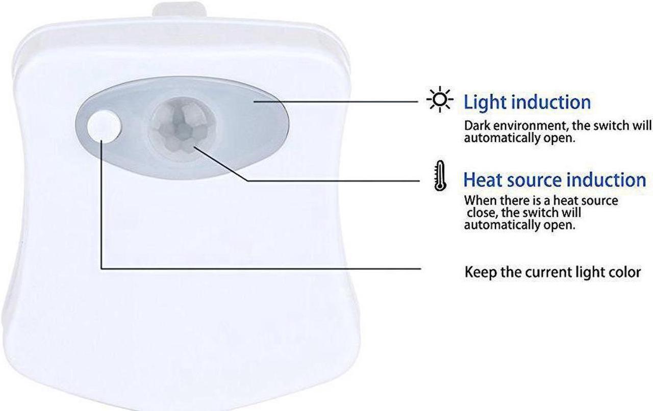 Alt view image 4 of 7 - Colorful Motion Sensor Toilet Nightlight ,Home Toilet Bathroom Human Body Auto Motion Activated Sensor Seat Light Night Lamp 8-Color Changes(Only Activates in Darkness) -2 PCS