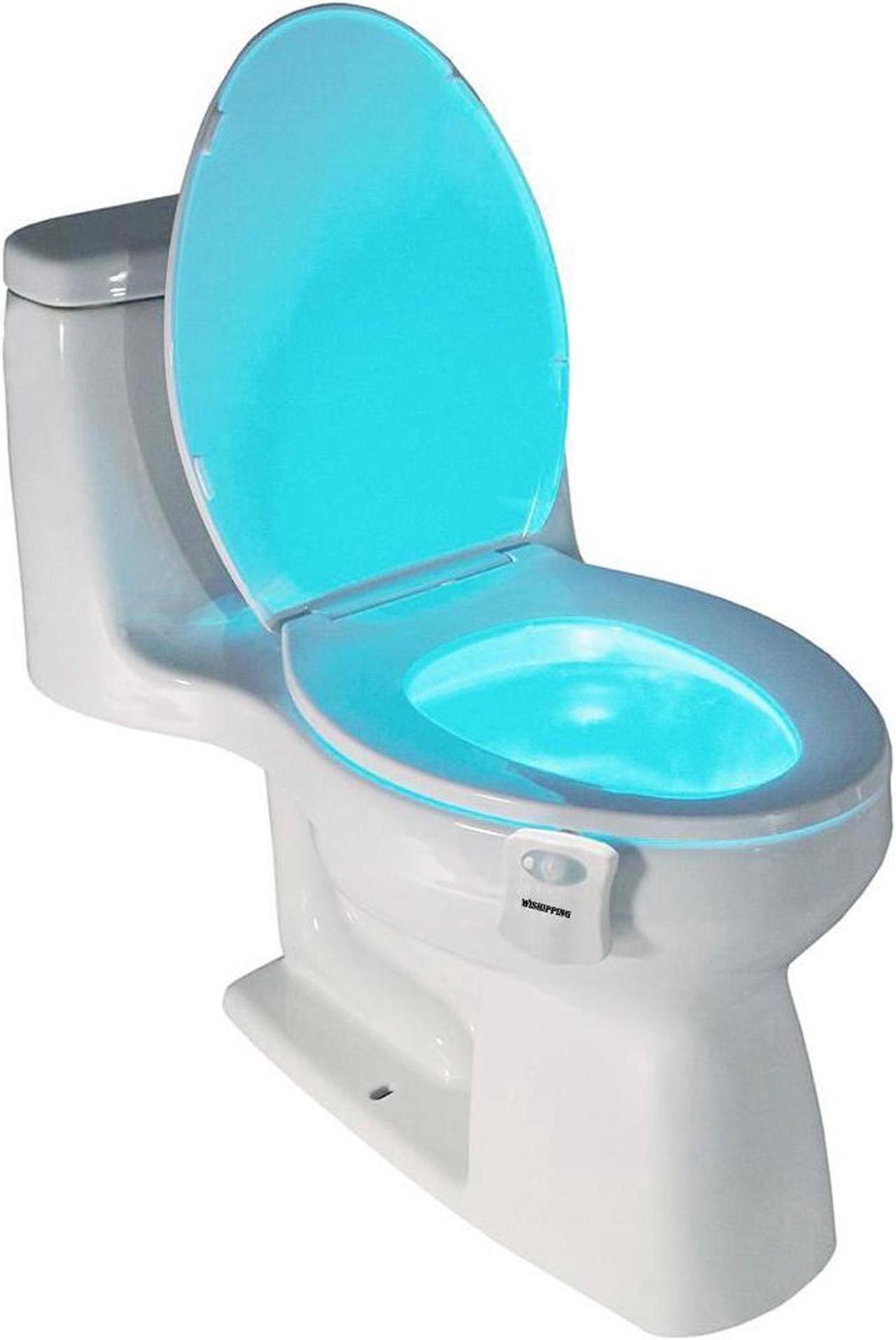 Alt view image 2 of 7 - Colorful Motion Sensor Toilet Nightlight ,Home Toilet Bathroom Human Body Auto Motion Activated Sensor Seat Light Night Lamp 8-Color Changes(Only Activates in Darkness) -2 PCS