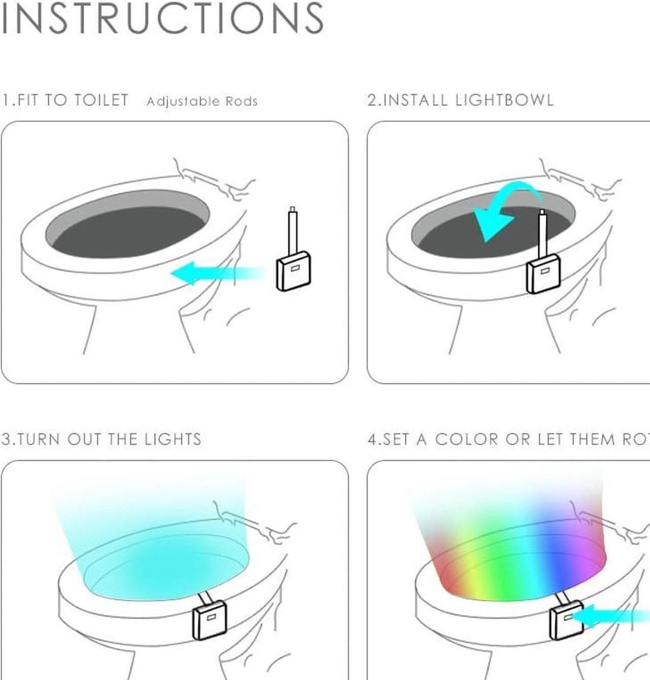 Alt view image 6 of 7 - Colorful Motion Sensor Toilet Nightlight ,Home Toilet Bathroom Human Body Auto Motion Activated Sensor Seat Light Night Lamp 8-Color Changes(Only Activates in Darkness) -2 PCS