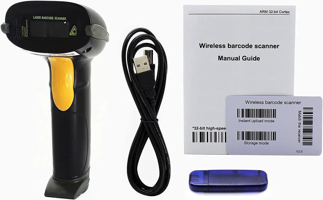 Alt view image 7 of 7 - s Wireless Barcode Scanner Reader,433Mhz long transmission distance 328ft (100m) Automatic Cordless Handhold Bar code Scanner with USB Receiver for Mac Windows Quickbooks Linux