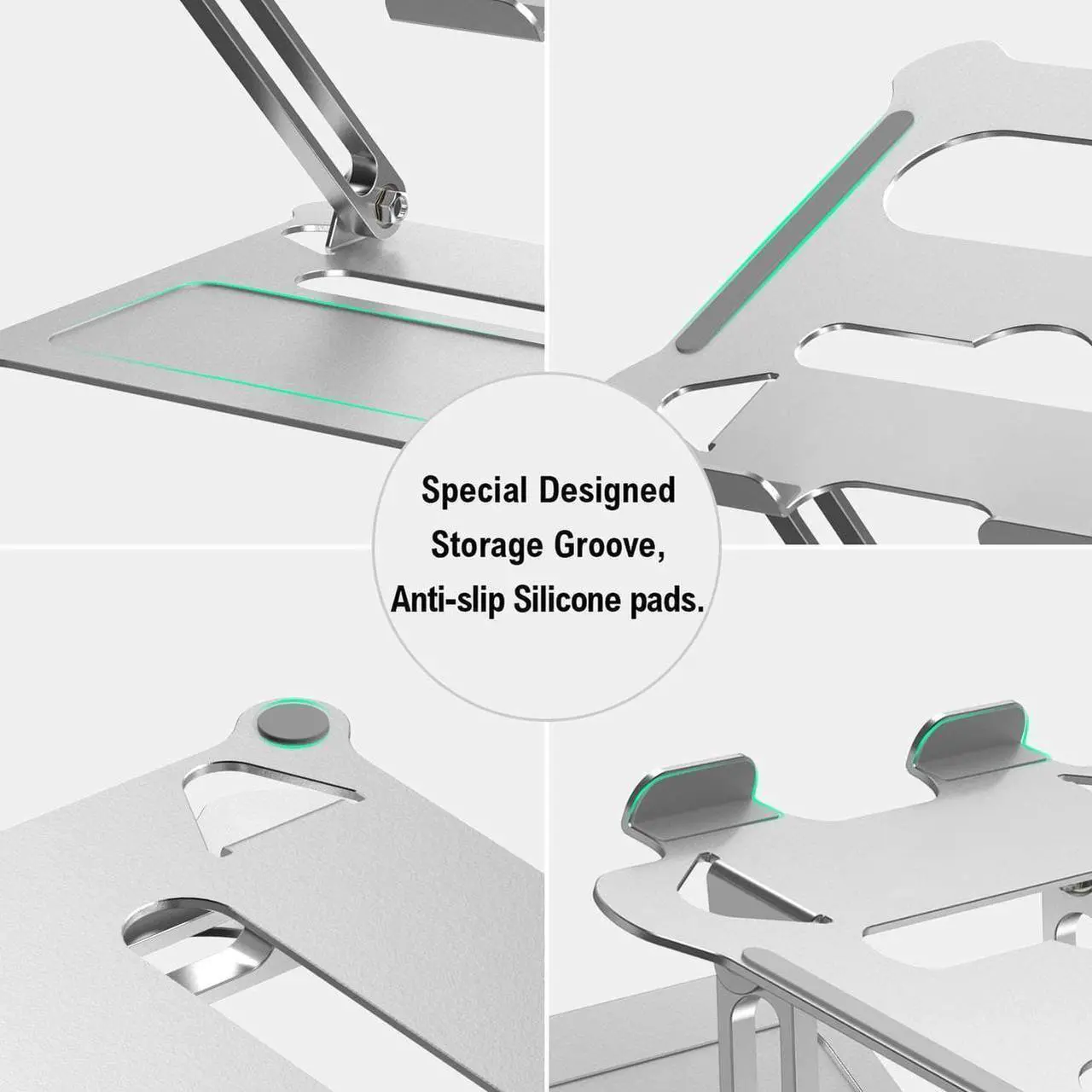 Alt view image 2 of 7 - Laptop Stand, Ergonomic Aluminum Laptop Mount Computer Stand, Foldable Laptop Riser,Notebook Holder Stand Compatible with MacBook Pro/Air HP Lenovo Samsung Huawei ,All 10-17" Laptops(Z19-Silver)
