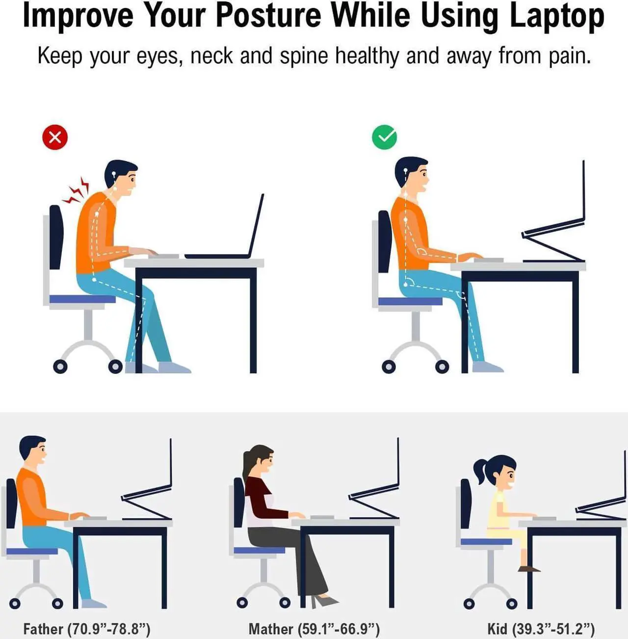 Alt view image 6 of 7 - Laptop Stand, Ergonomic Aluminum Laptop Mount Computer Stand, Foldable Laptop Riser,Notebook Holder Stand Compatible with MacBook Pro/Air HP Lenovo Samsung Huawei ,All 10-17" Laptops(Z19-Silver)
