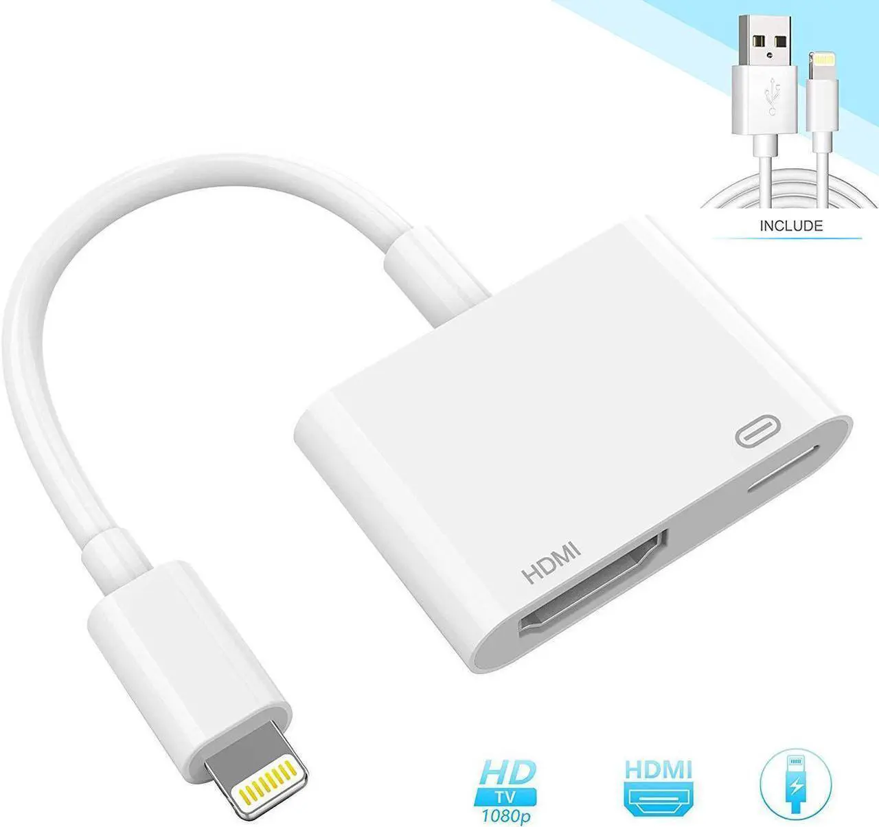 Main image of Digital HDMI Adapter Converter New Edition 2 in 1 Plug and Play Digital AV Connector Compatible for iPhone X,iPhone 8/7/Plus iPad iPod