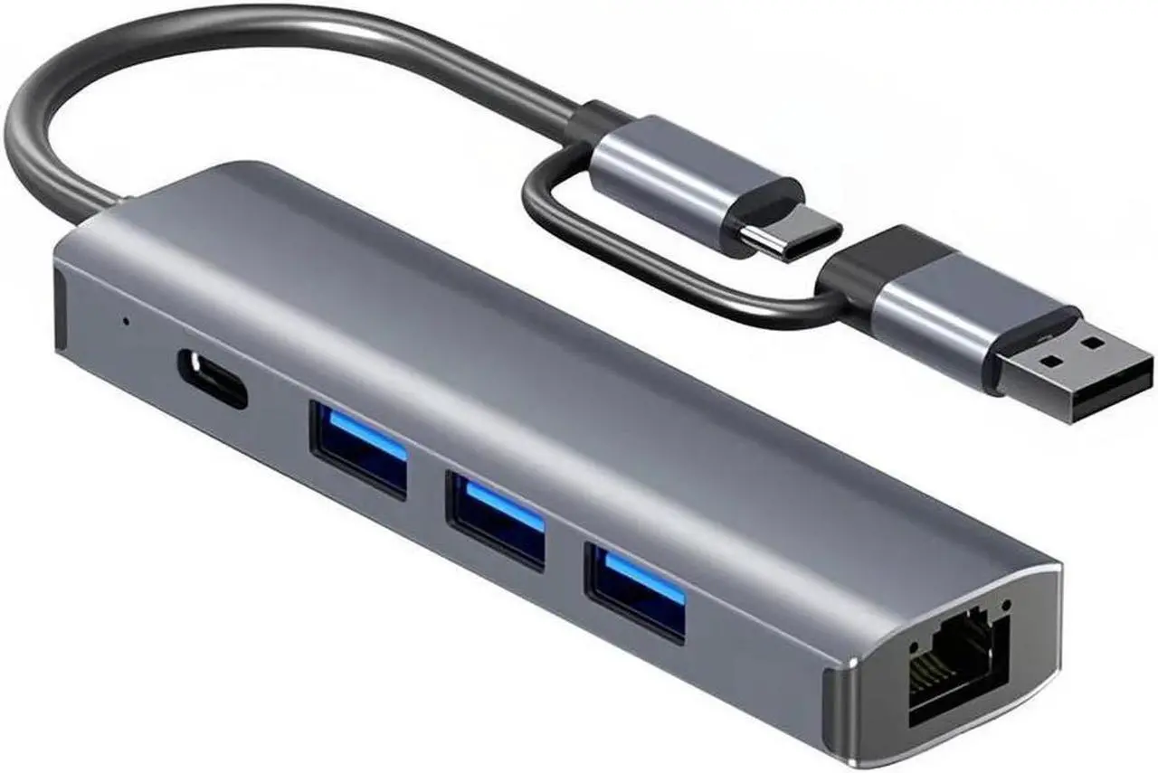 Main image of USB C to Ethernet Adapter 3xUSB-A 1xUSB-C Expander Hub to RJ45 LAN with Gigabit Ethernet LAN Adapter for MacBook/Windows 10/8.1/Surface Pro/Chromebook/Linux and More Laptop