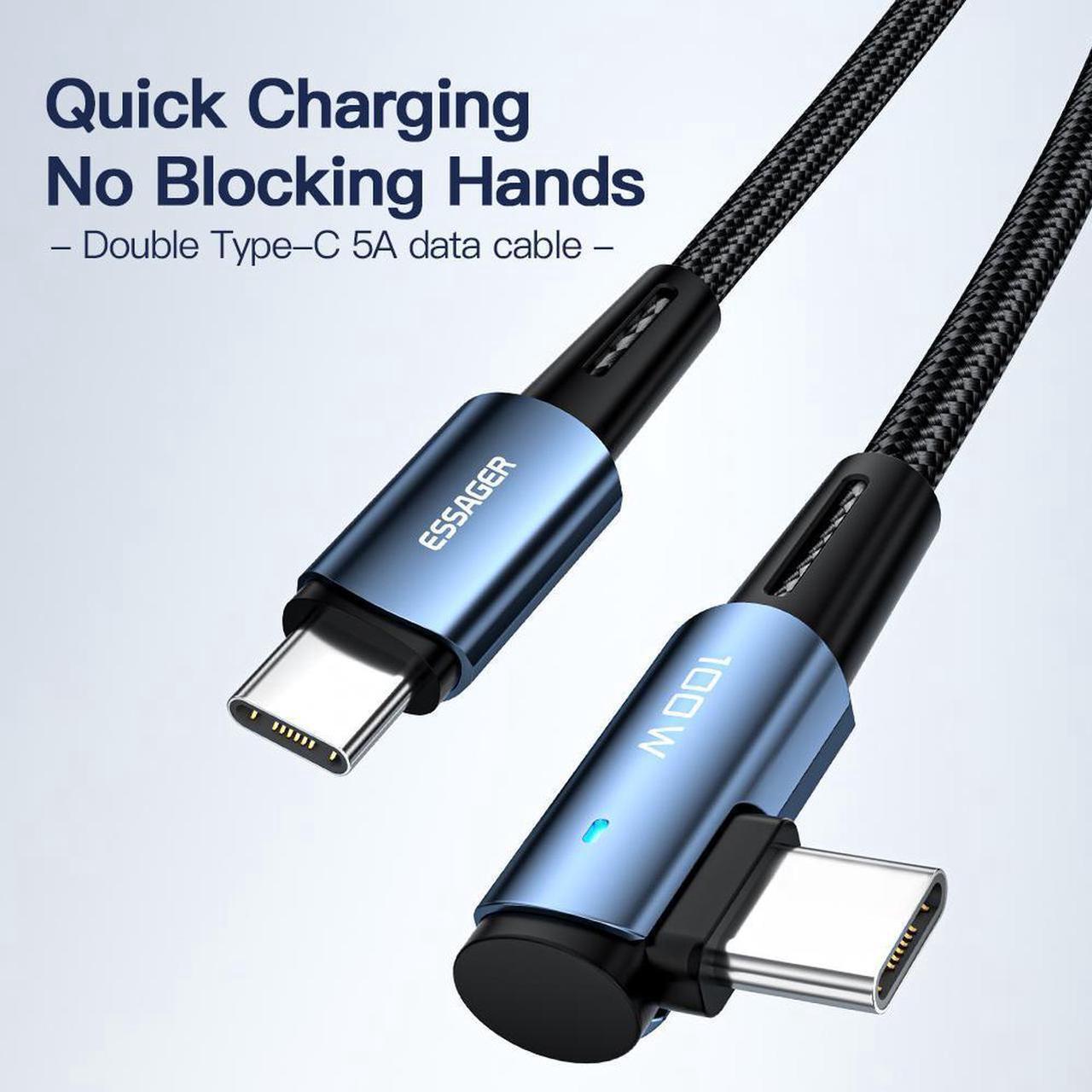Alt view image 2 of 7 - 100W PD USB C to USB C Cable (3.3FT, 1-PACK), Fast Charging Type-C Cable Right Angle Compatible lPad Mini/Air/Pro, MacBook Pro, Samsung Galaxy S22/S10, Pixel, LG