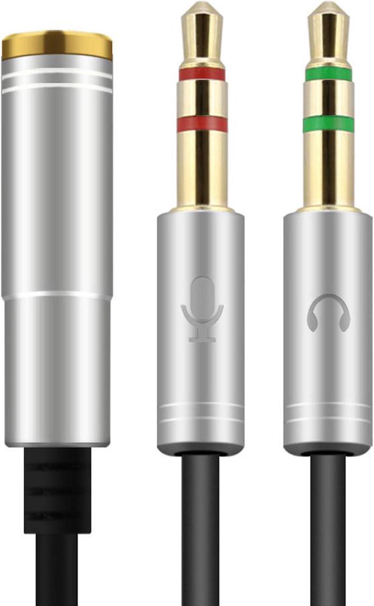 Main image of (2 Pack) Headphones Y Cable Splitter Adapter for Computer, 3.5mm Female to 2 Male Premium Gold-Plated Corrosion-Resistant Audio Mic Y Cable for Headset Connecting to PC- 1Ft/30cm, Gray