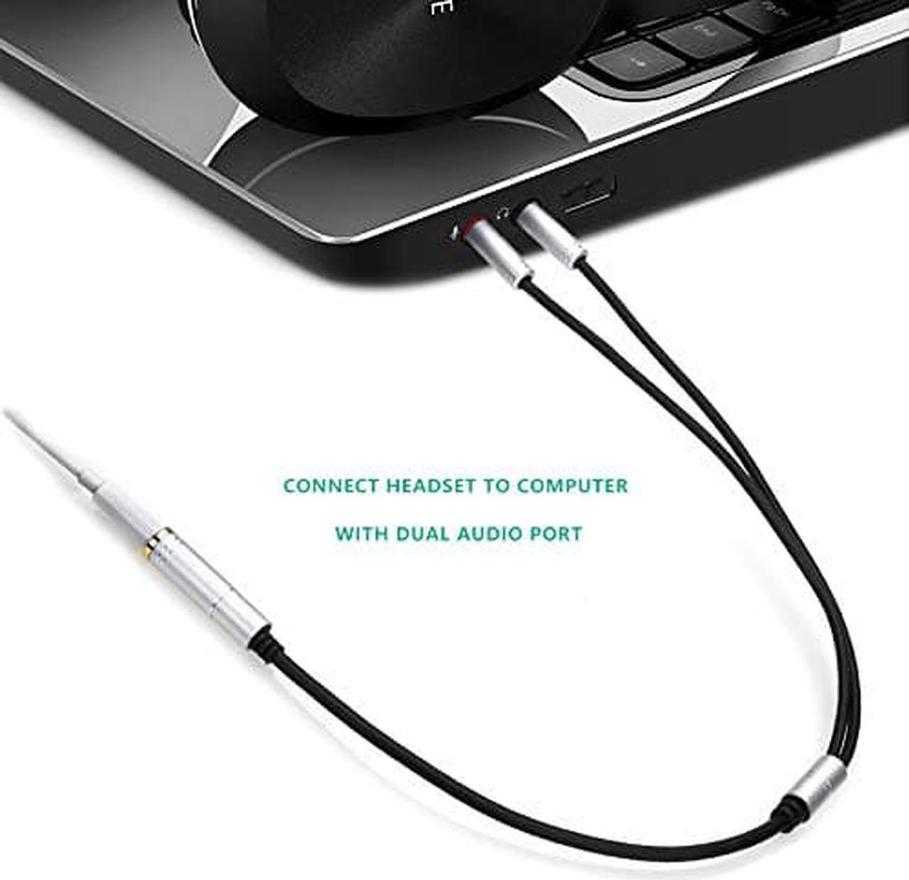 Alt view image 5 of 7 - (2 Pack) Headphones Y Cable Splitter Adapter for Computer, 3.5mm Female to 2 Male Premium Gold-Plated Corrosion-Resistant Audio Mic Y Cable for Headset Connecting to PC- 1Ft/30cm, Gray