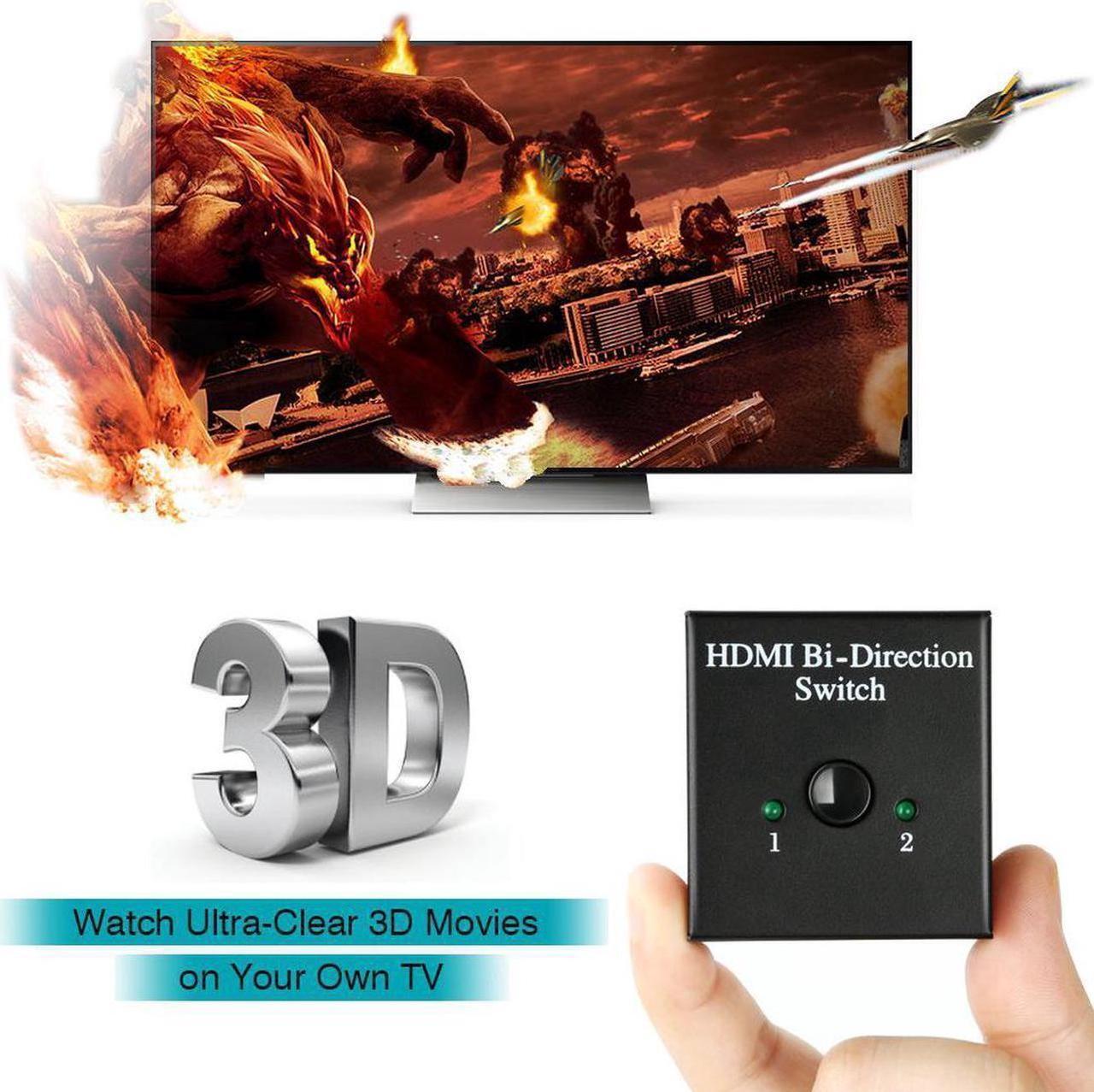 Alt view image 6 of 7 - HDMI Splitter, HDMI Switch Bidirectional 2 Input to 1 Output or 1 in to 2 Out, Supports 4K/3D/1080/HDCP Passthrough-HDMI Switcher for HDTV/Blu-Ray Player/DVD/DVR/Xbox etc.