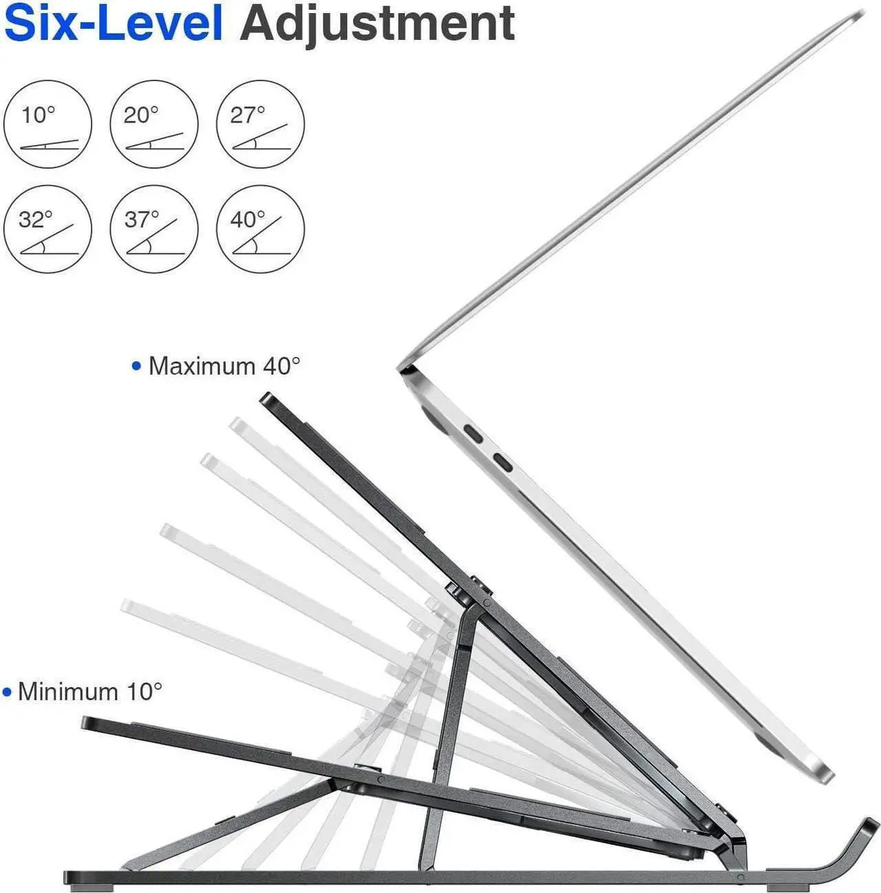 Alt view image 3 of 7 - Portable Laptop Stand, Ergonomic Aluminum Laptop Mount Stand, Detachable Laptop Riser Notebook Holder Stand Compatible with MacBook , Dell, Lenovo More 10-15.6" Laptops-Black