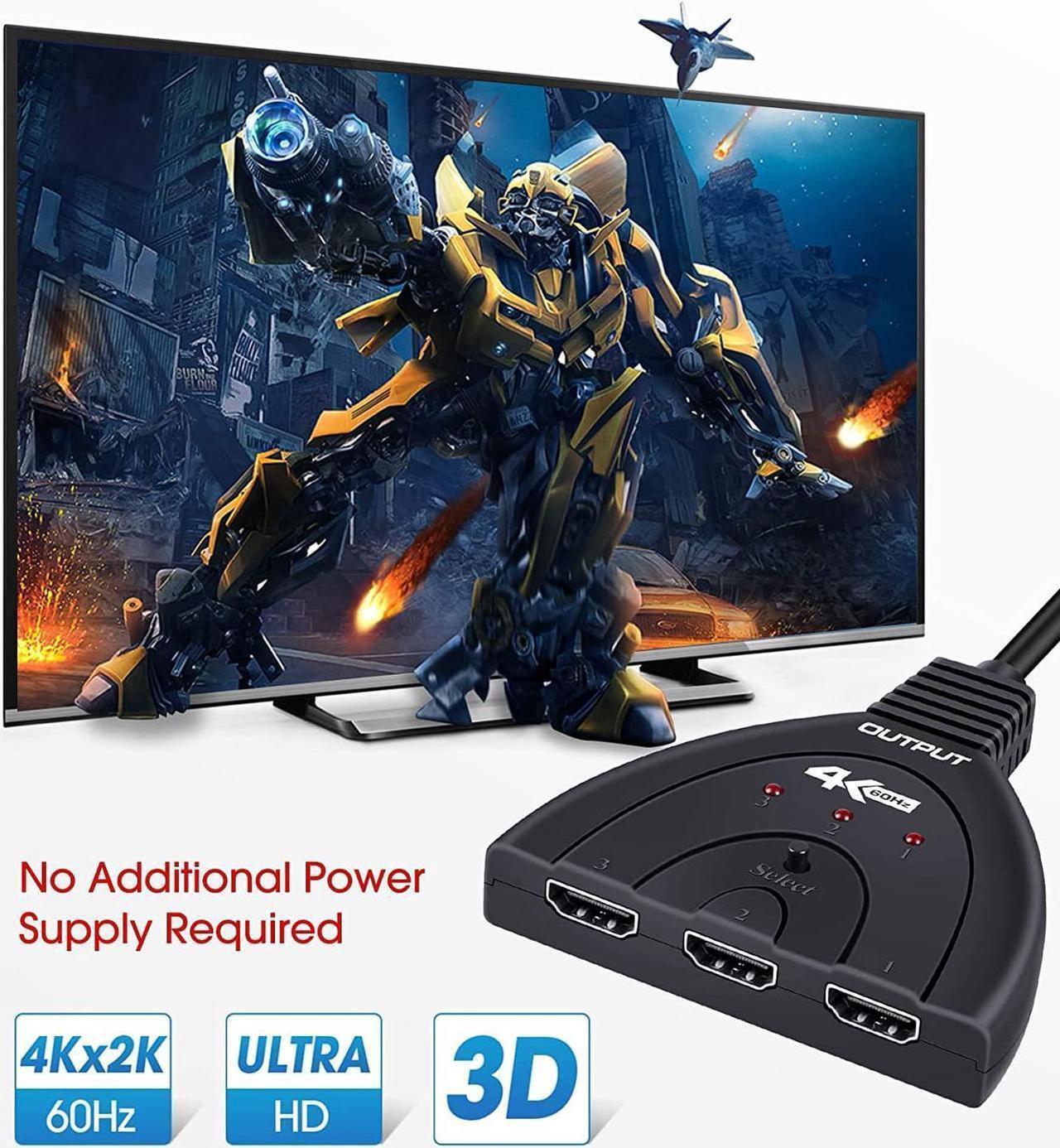 Alt view image 5 of 7 - 4K@60Hz HDMI Switch 3 Port, 4K HDMI Switcher Splitter Box 3 in 1 Out, 3x1 HDM Switch Selector with Pigtail Cable, Support 3D, HDCP 2.2, HDR 10, Monitor Switch for Fire Stick, PS5, Xbox