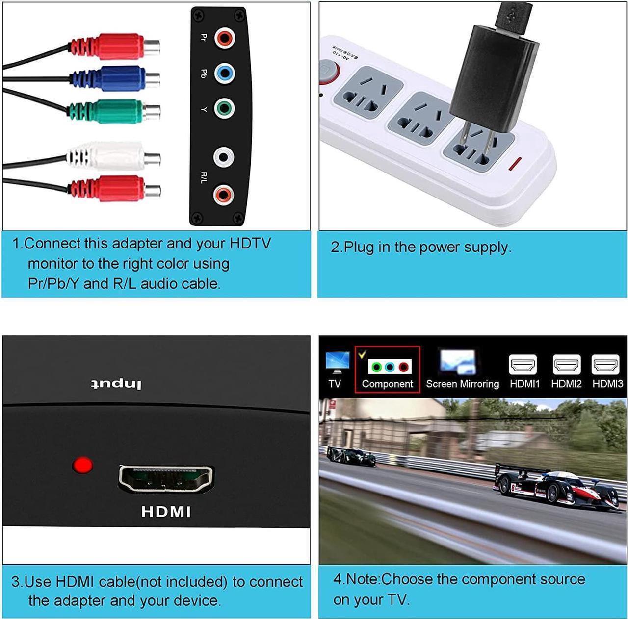 Alt view image 6 of 7 - HDMI to Component Converter HDMI to YPbPr Component 5RCA RGB Adapter Support 1080P, HDMI Converter for Apple TV, PS3/PS4, WII, Xbox, Fire Stick, Roku, DVD Players ect (HDMI to Ypbpr)