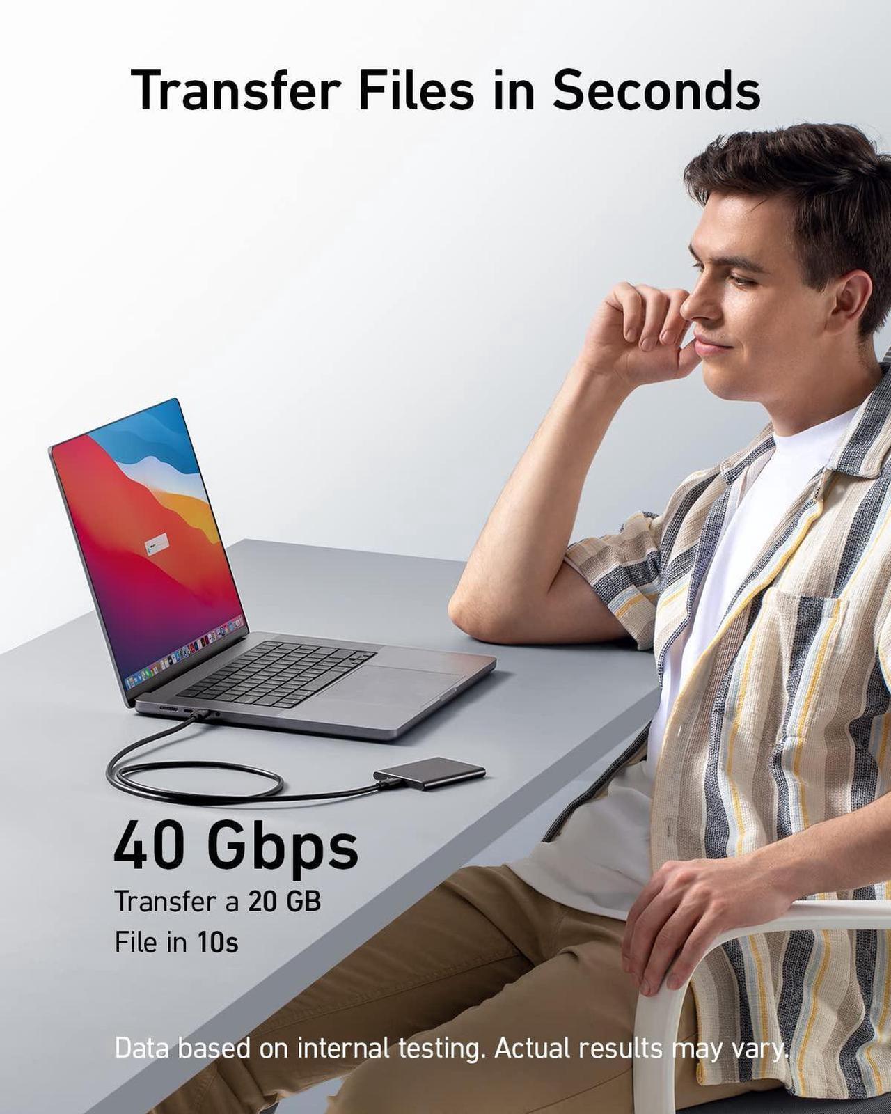 Alt view image 5 of 7 - USB4 Cable[3.3Ft] for Thunderbolt 4 Cable USB Type C 240W Fast Charging Cable 40Gbps Data Transfer 8K@60Hz Video Display Cable for SSD, Samsung,Steam Deck,Switch,eGPU,MacBook