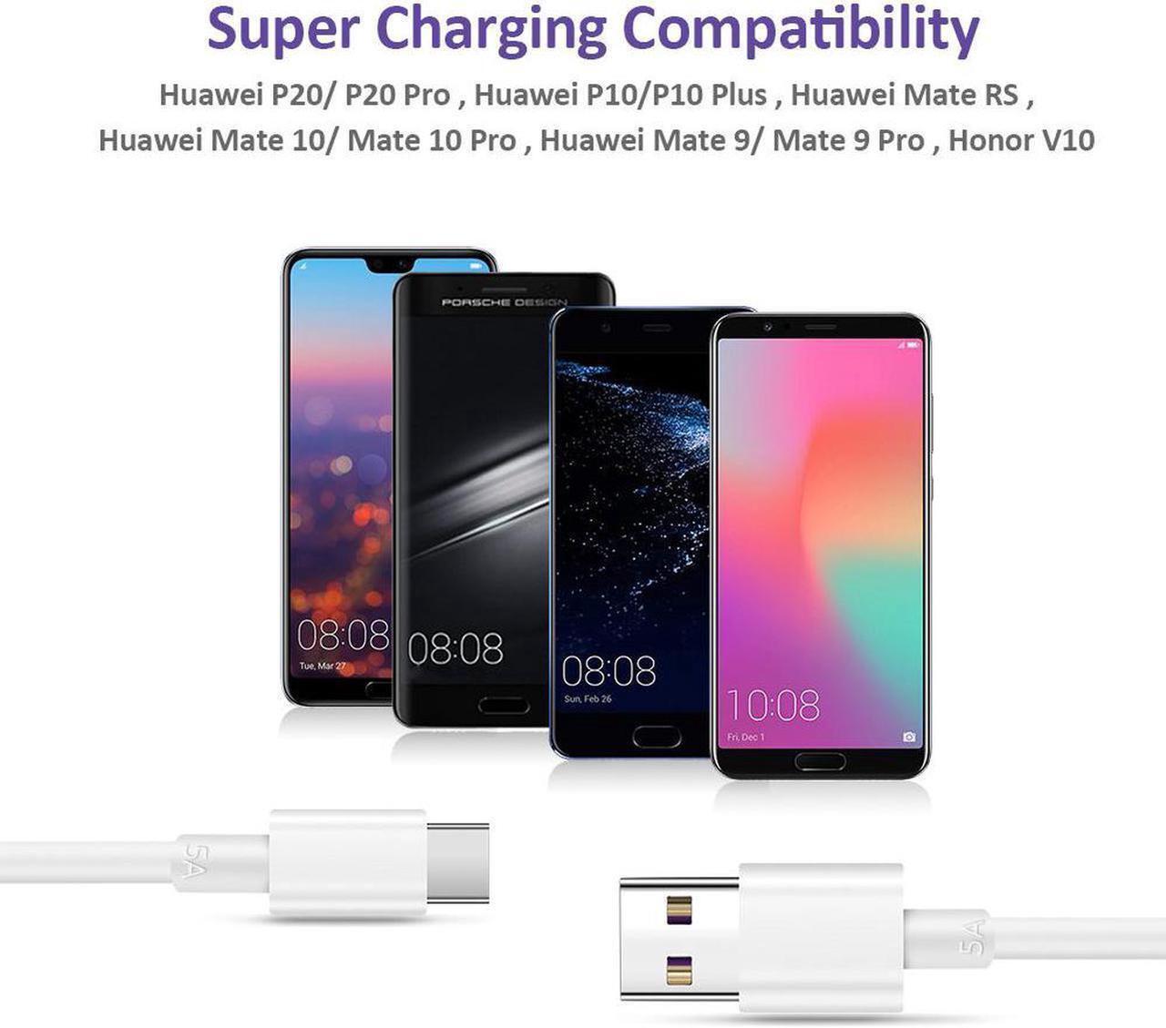 Alt view image 7 of 7 - USB C Cable 5A Supercharge Type C to USB A Quick Charging Fast Charger Nylon Braided Compatible for Huawei P30 P20 Pro, Mate 20 Pro Mate20 X, Nova 5 Pro, Honor 20, Mate 10 9 Pro-2Pack 3.3ft