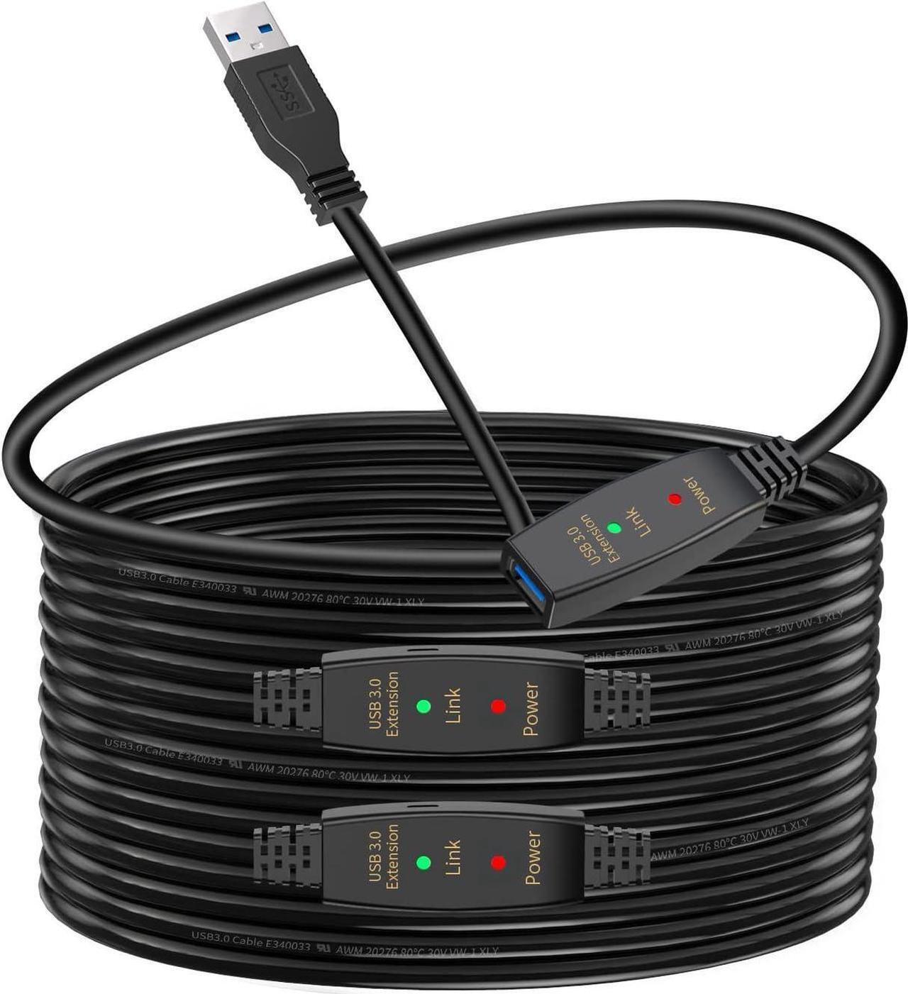 Main image of USB 3.0 Active Extension Cable 65 Feet with 5V Power Cable, USB 3.0 Extender Male to Female Cord with Built-in Signal Booster Chips for Xbox, PS4, USB Printer, Mouse, Keyboard, etc