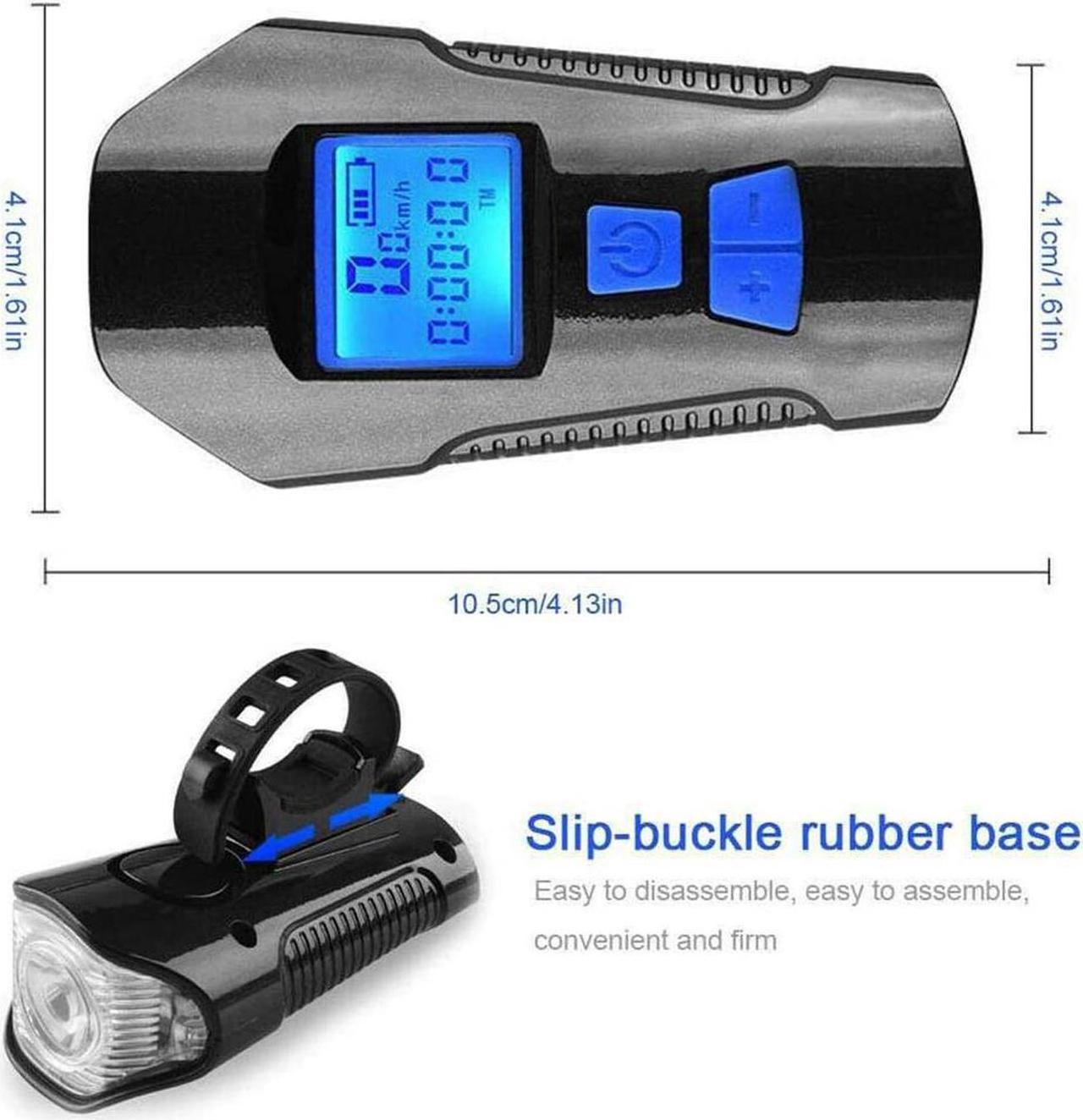 Alt view image 4 of 7 - Bike Light Set, Bicycle Headlight Taillight, Bicycle Speedometer Odometer for Bike, with Horn, USB Rechargeable Bike Tail Light and Front Light Set Cycle Head Light Fits All Mountain & Road Bike