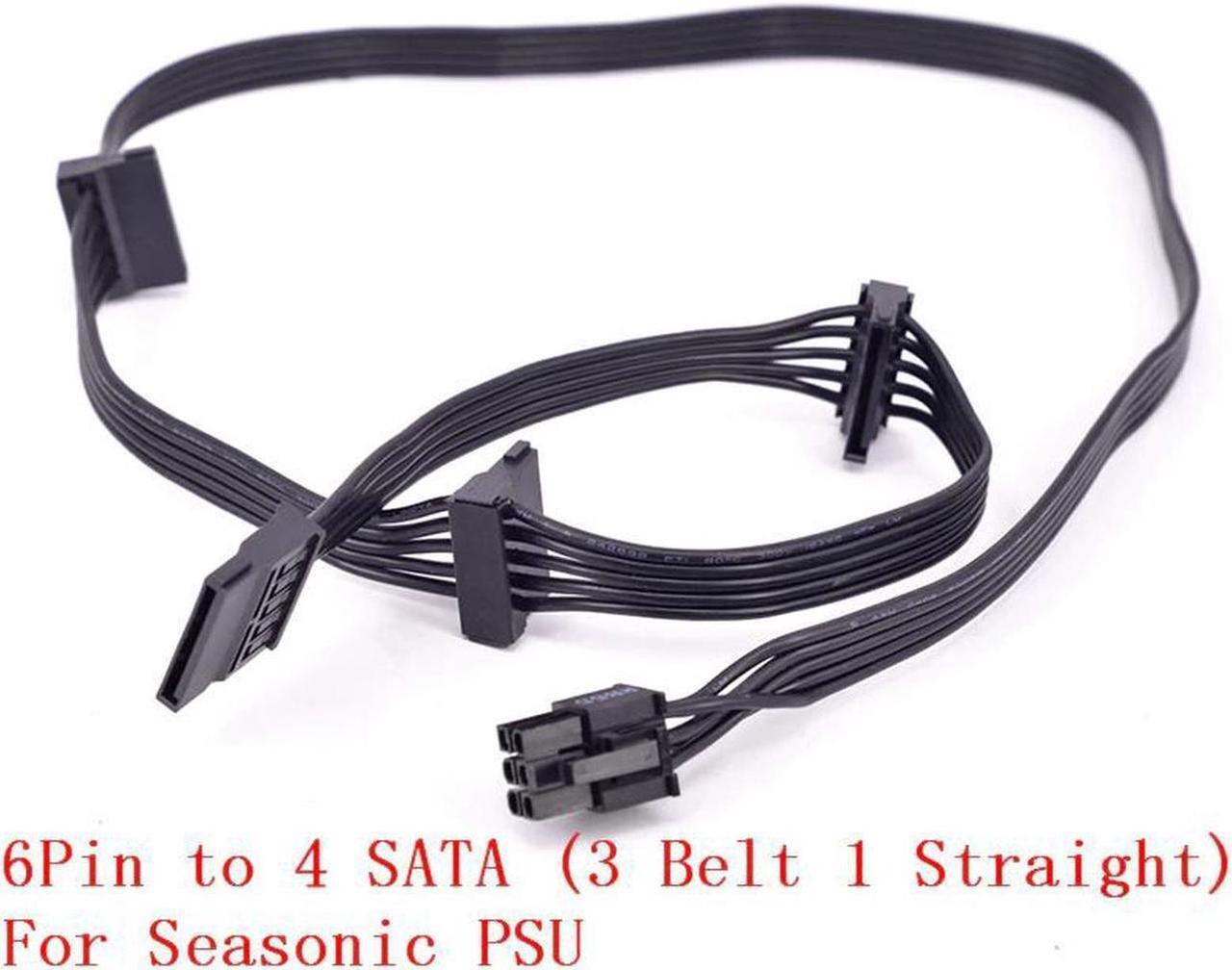 Main image of PCIe 6Pin to 4 SATA 3 Angled 1 Straight Power Supply Cable For Seasonic Platinum Series Fanless SS-400FL2, SS-460FL2, SS-520FL2