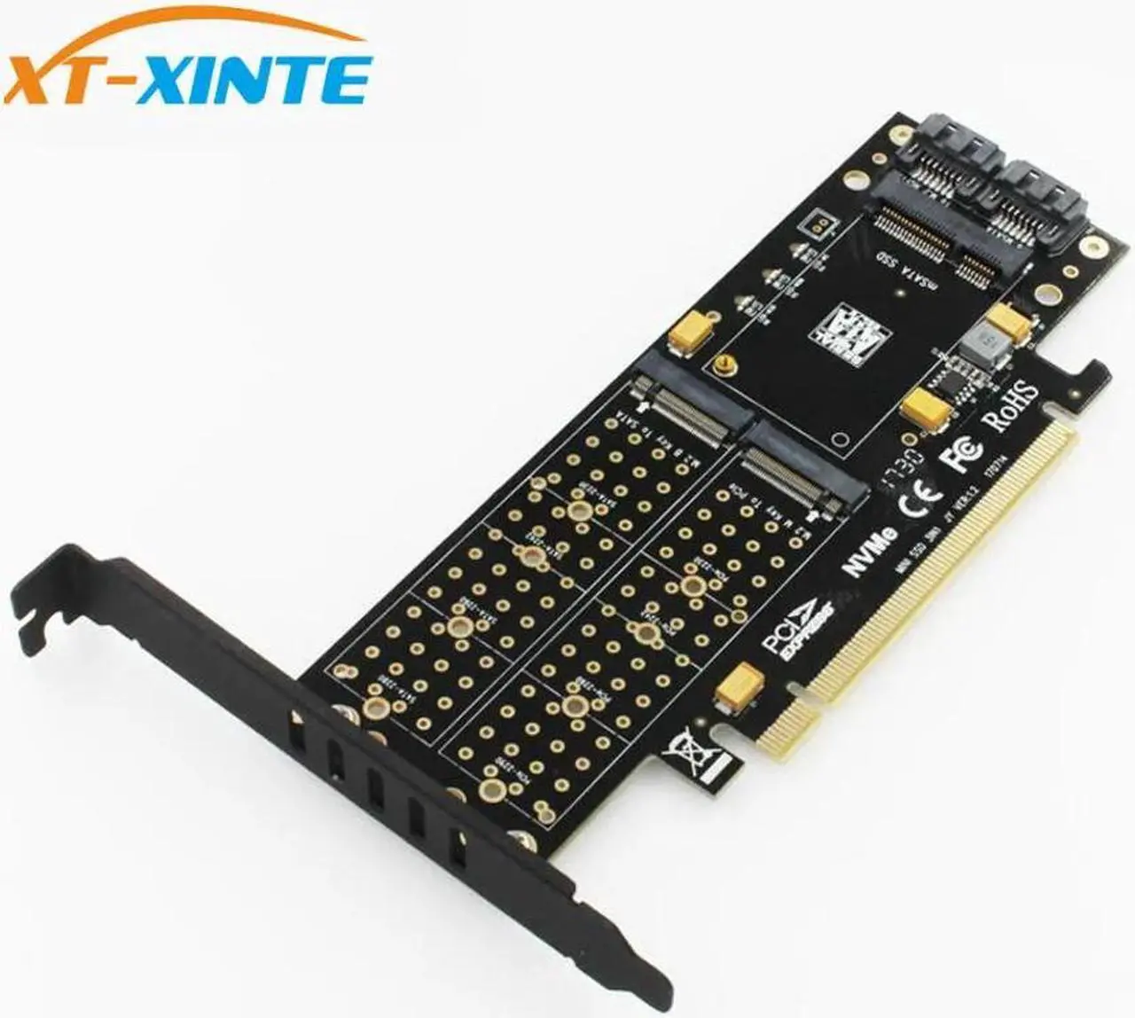 Main image of M.2 NVMe SSD NGFF to PCIE 3.0 X16 Adapter M Key B Key mSATA PCI Express 3.0 NVME m2 SSD AHCI mSATA 3 in 1 Converter Riser card