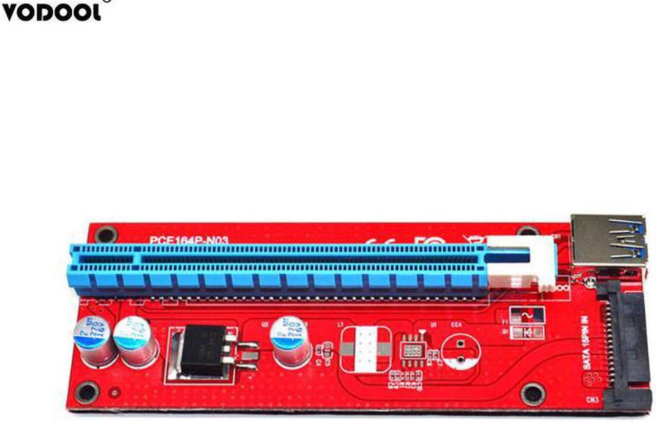 est 007S PCI-E Extender Riser Card USB 3.0 164P PCI-E Express 1x to 16x Extender Riser Card Power 6Pin SATA for Mining