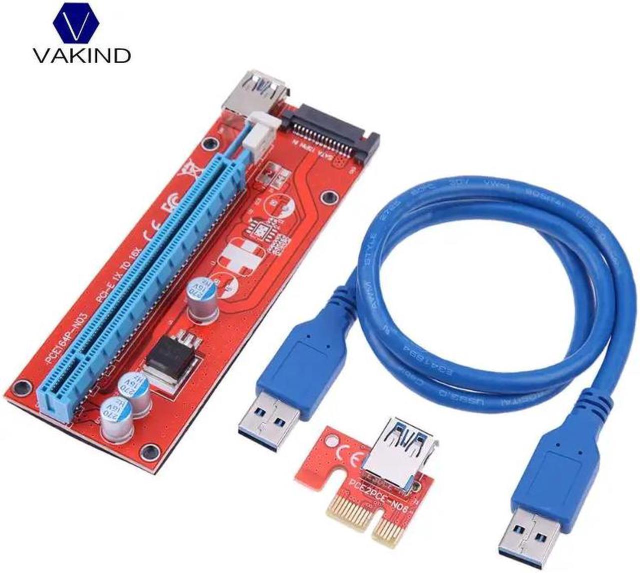 add on card 007S PCI-E PCIE PCI Express 1X To 16X Riser Card Adapter SATA 15pin Port With USB3.0 Cable 60cm For BTC Miner Mining