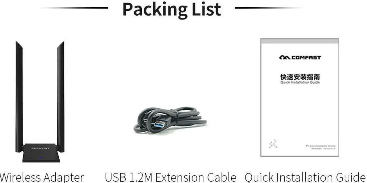 Alt view image 6 of 6 - 1 pcs MT7612U High Power USB3.0 Wireless Network Adapter 1300Mbps Desktop PC Wifi Adapters Receiver Long Range Dual 6dBI Wifi Antenna