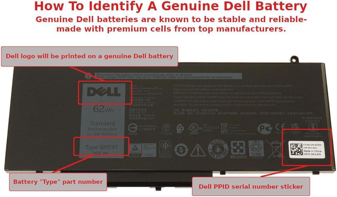 Alt view image 19 of 20 - Dell Latitude E5470 E5570 Precision 3510 4-cell 62Wh OEM Original Battery 6MT4T