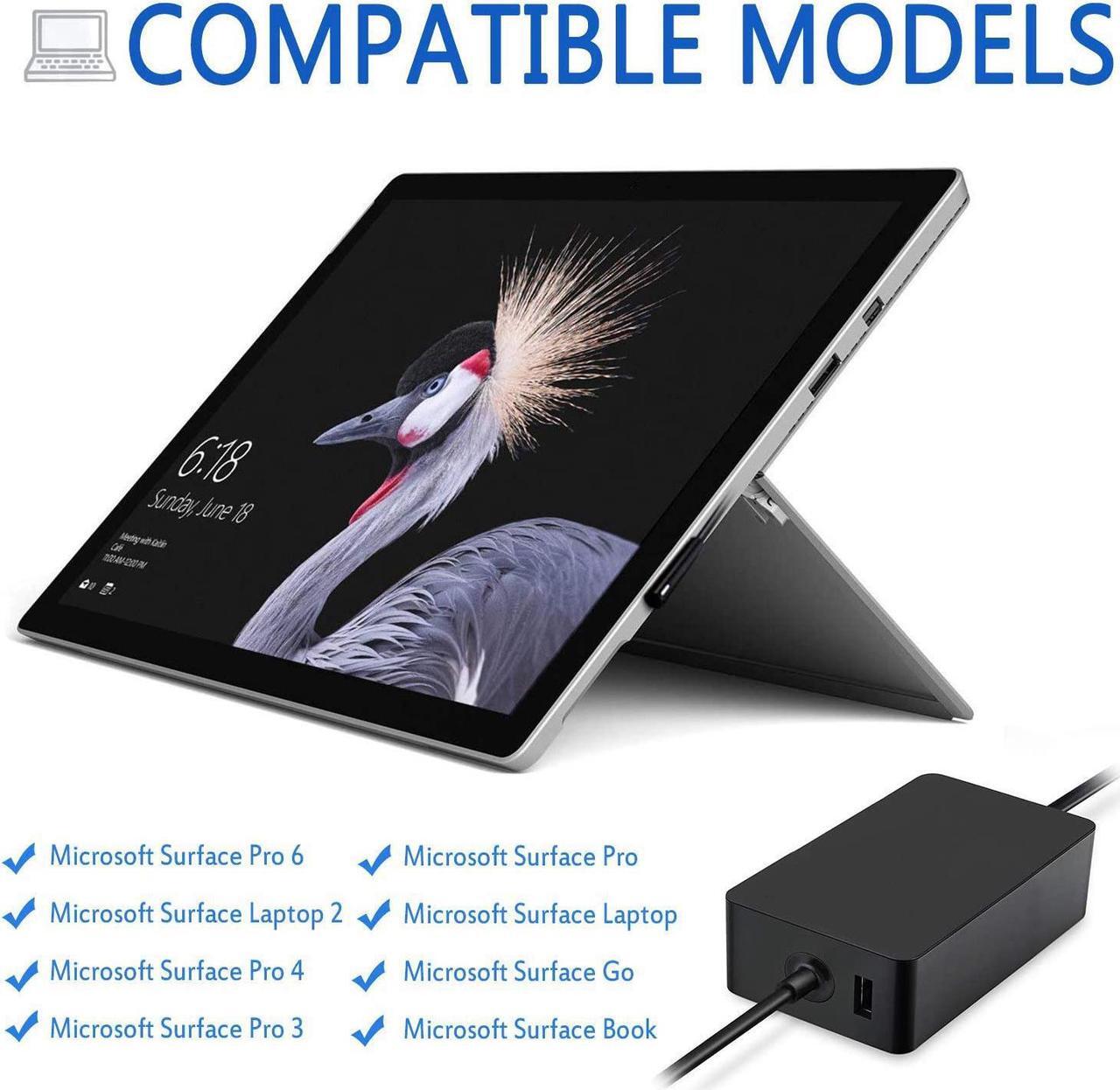 Alt view image 5 of 5 - Surface Pro Charger, Compatible with Microsoft Surface 65W Power Adapter Charger for Surface Pro 3/4/5/6/7, Surface Go 2/1, Surface Book, Laptop & Tablet,Works with 65W 44W 36W 24W