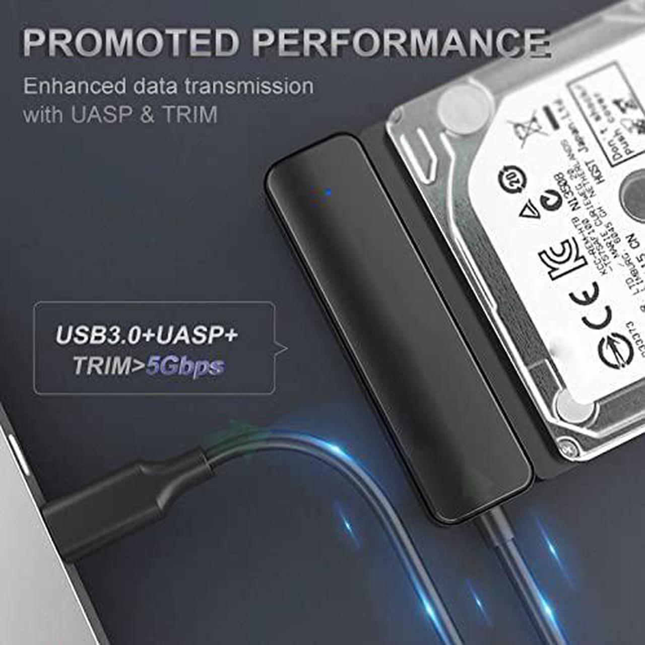 Alt view image 2 of 4 - external hard drive Cable,USB-C TO SATA Adapter for 2.5" SSD and HDD Hard Drive Connector 5Gbps Support SATA III UASP Thunderbolt 3 Compatible with Samsung Seagate WD Hitachi Toshiba MacBook Pro