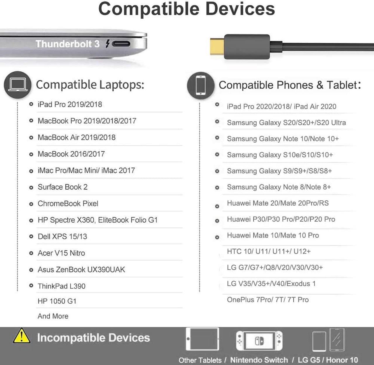 Alt view image 5 of 5 - USB-C to DisplayPort Cable 6ft Cable 4K 60 Hz Ultra HD, 18 Gbps [Thunderbolt 3 Compatible] (USB C to DP Cable) Type USB C DisplayPort(DP) Cable