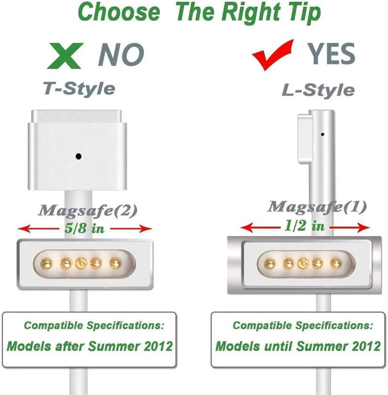 Alt view image 6 of 7 - Compatible Mac Book Air Charger, 45W AC Adapter with Magsafe 1 L-Tip Magnetic Connector for A1237 A1244 A1304 A1369 A1370 A1374 A1377 11 13 (Released Before Mid 2012)