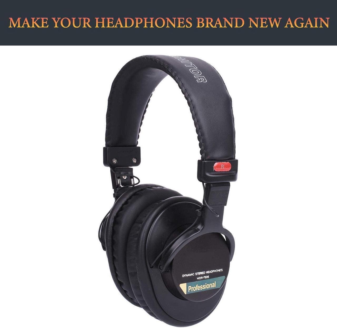 Alt view image 3 of 4 - Earpads Replacement for Sony MDR-7506 MDR-V6 MDR-V7 MDR-CD900ST Monitor Headphones, Ear Pads Cushions with Softer Protein Leather, High-Density Foam - Black