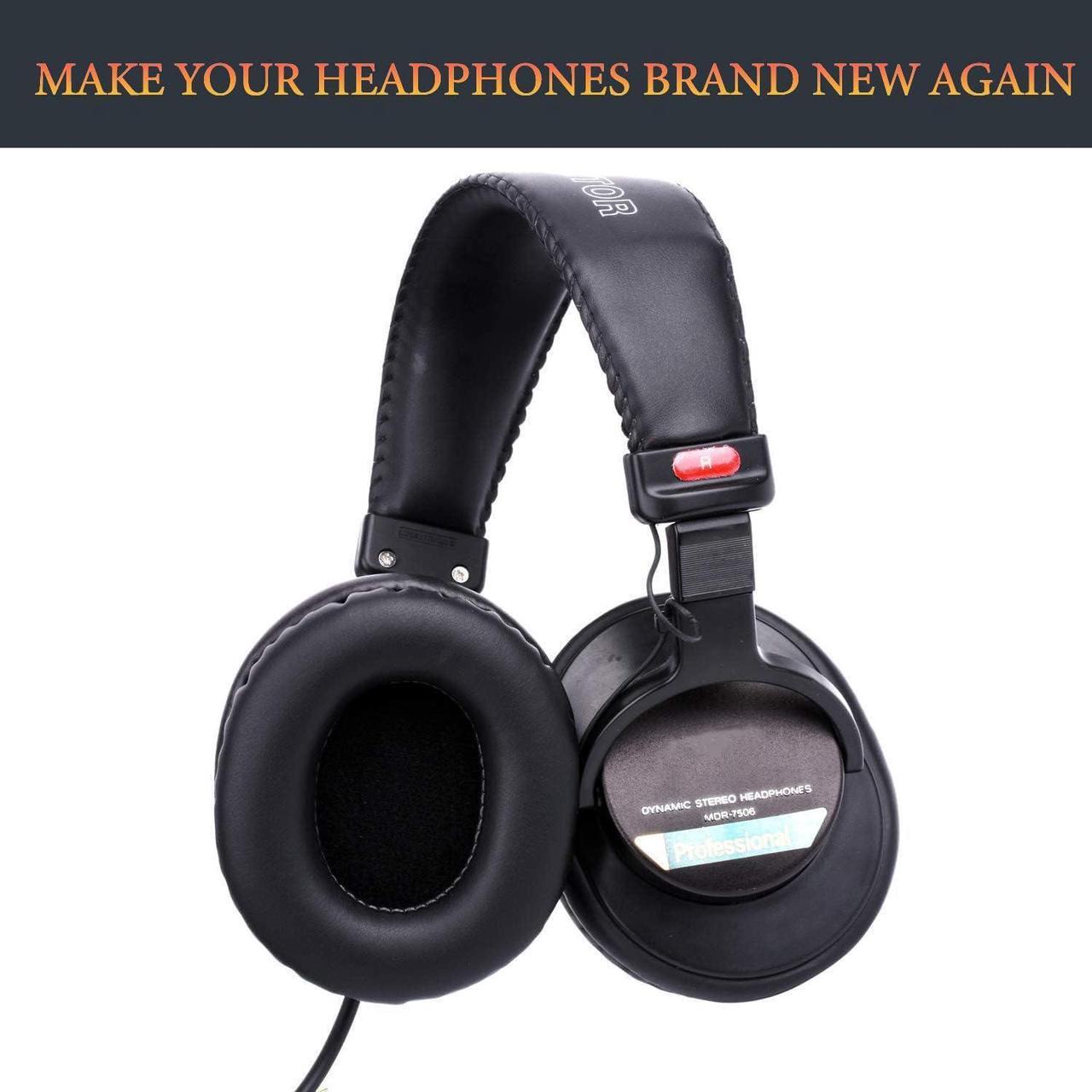 Alt view image 4 of 4 - Earpads Replacement for Sony MDR-7506 MDR-V6 MDR-V7 MDR-CD900ST Monitor Headphones, Ear Pads Cushions with Softer Protein Leather, High-Density Foam - Black