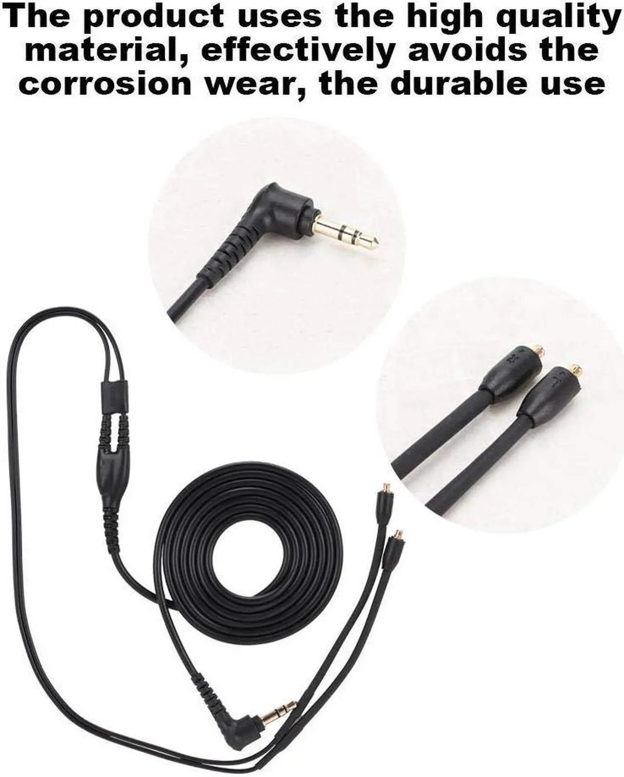 Alt view image 5 of 5 - SHURE EAC64 BKS MMCX Cable Headphone Cable, TPE Headphone Extension Cable with 3.5mm Plug for Shure se215 se425 se535 se846 ue900(Black Without mic)