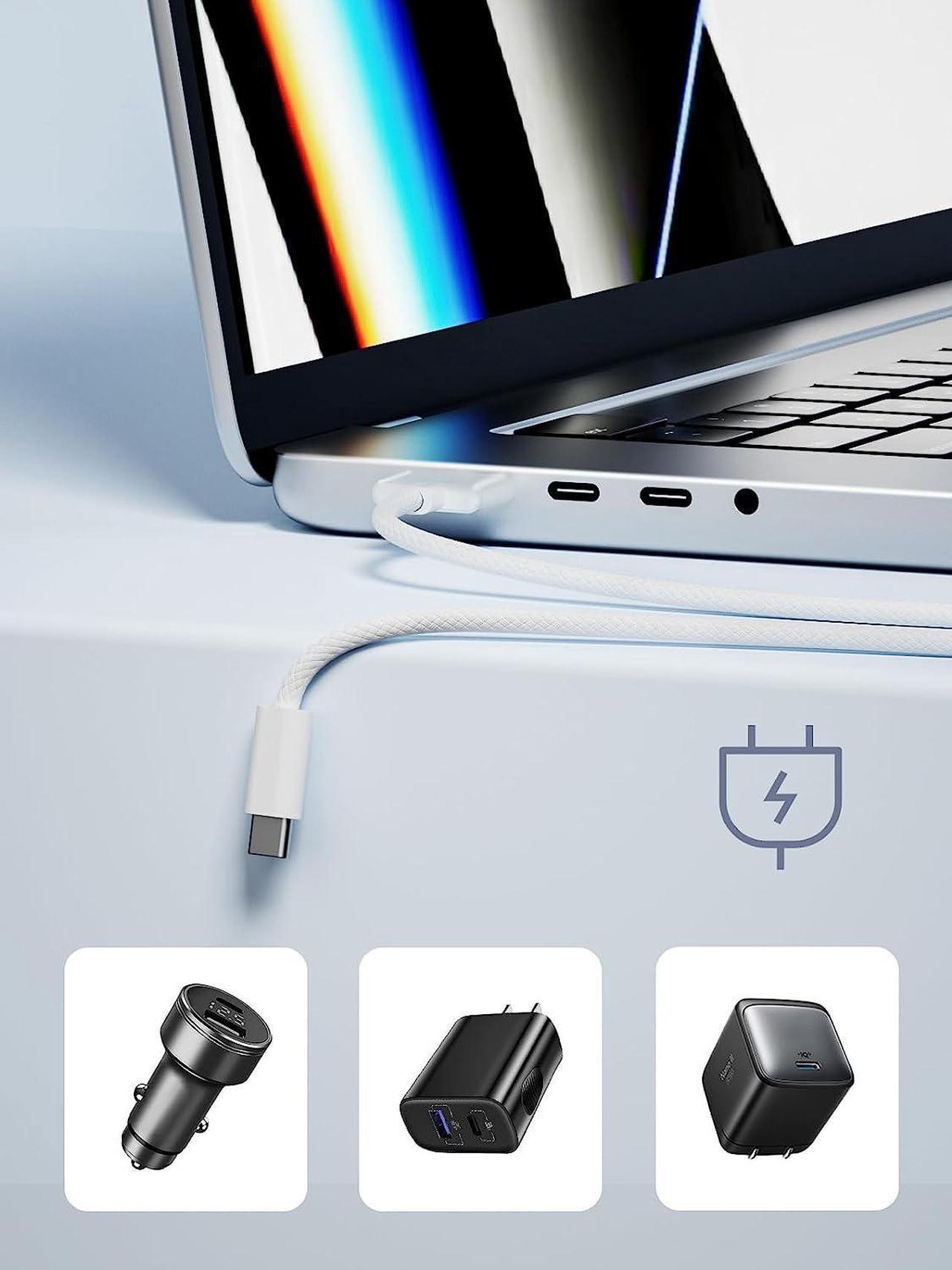 Alt view image 4 of 6 - 2022 Later MacBook Air Pro (M2) (M3) Charging Power Cable USB C to Magnetic Safe Cord 6ft Nylon Braided Compatible MAGSAFe3. Port