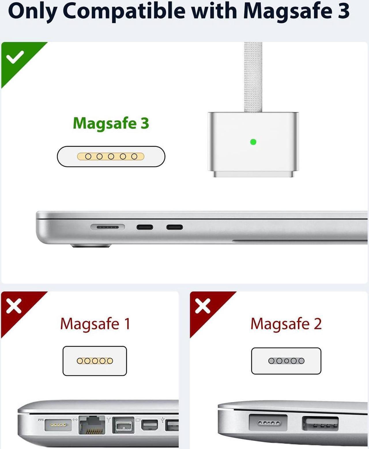 Alt view image 5 of 6 - 2022 Later MacBook Air Pro (M2) (M3) Charging Power Cable USB C to Magnetic Safe Cord 6ft Nylon Braided Compatible MAGSAFe3. Port