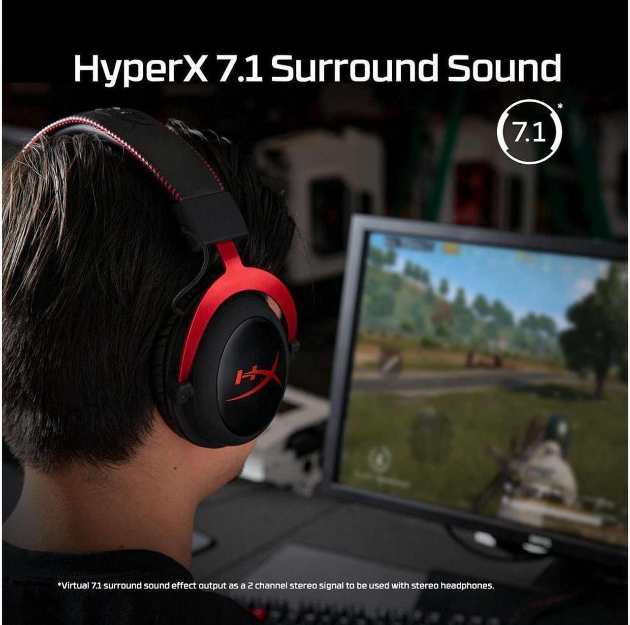 Alt view image 7 of 7 - HyperX Cloud II - Gaming Headset, 7.1 Surround Sound, Memory Foam Ear Pads, Durable Aluminum Frame, Detachable Microphone, Works with PC, PS4, Xbox One - Red&Black