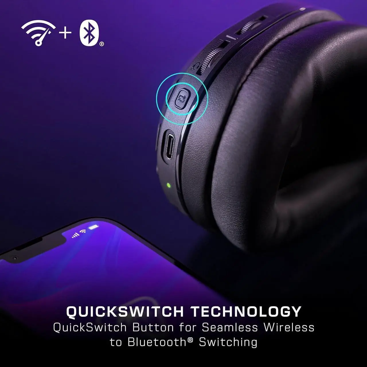 Alt view image 6 of 7 - Turtle Beach Stealth 500 Wireless Amplified Gaming Headset for PC, PS5, PS4, Nintendo Switch, & Mobile  40-Hr Battery, Bluetooth, Memory Foam Cushions, Flip-to-Mute Mic, EQ Presets  Black