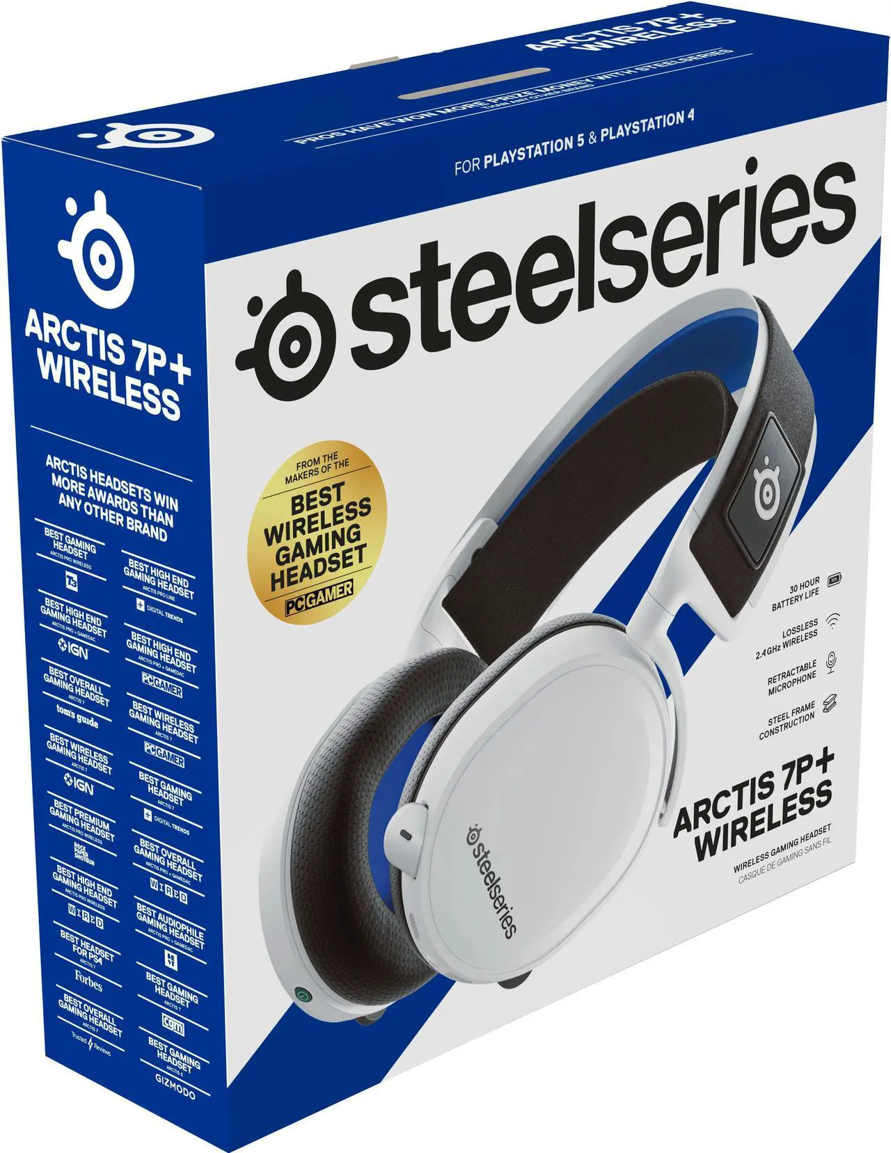 Alt view image 3 of 3 - SteelSeries Arctis 7P+ Wireless Gaming Headset  Lossless 2.4 GHz  30 Hour Battery Life  USB-C  3D Audio  for PS5, PS4, PC, Mac, Android and Switch - White
