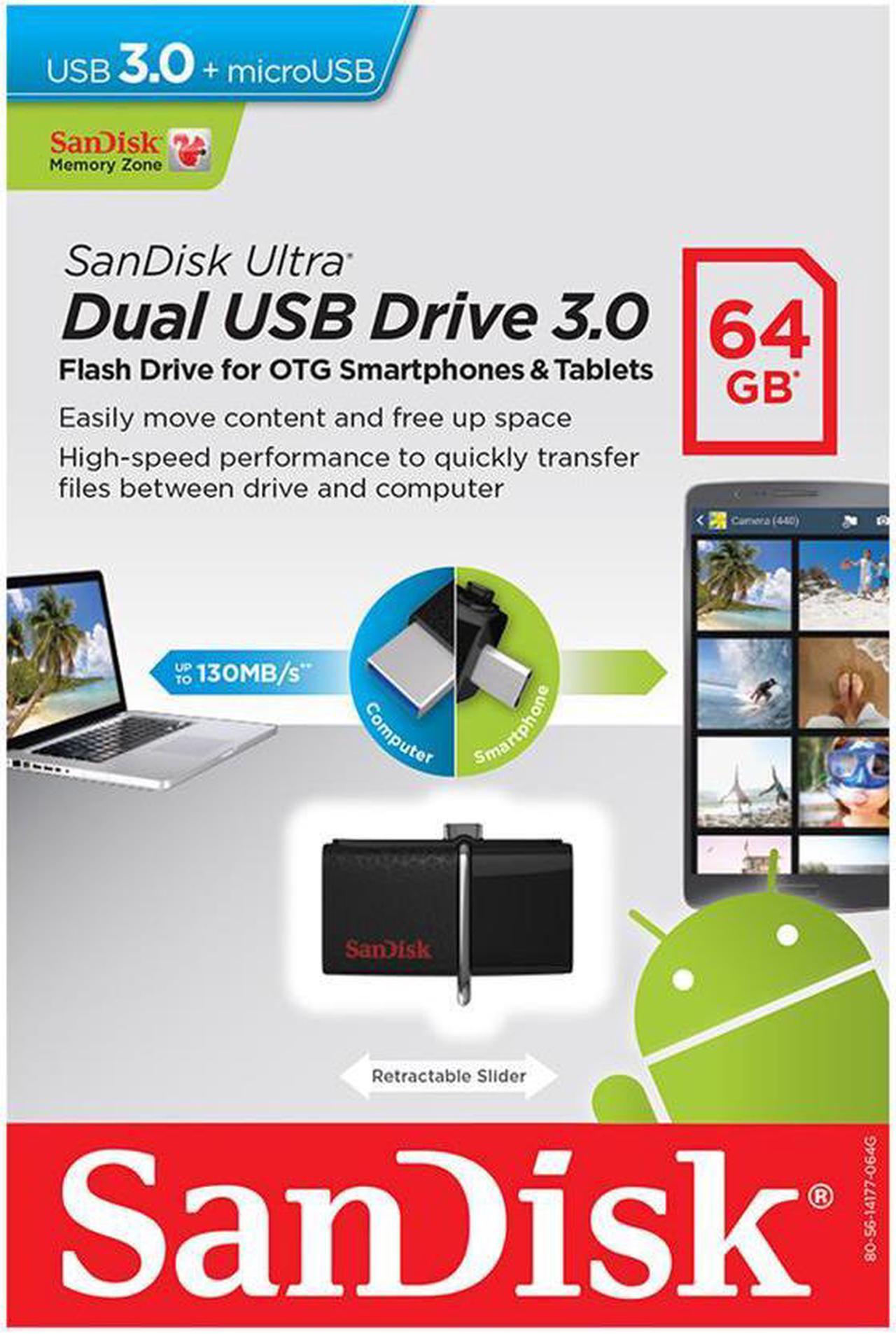 Alt view image 3 of 3 - SanDisk 64GB Ultra Dual OTG USB 3.0 Flash Drive, Speed Up to 150MB/s (SDDD2-064G-GAM46)