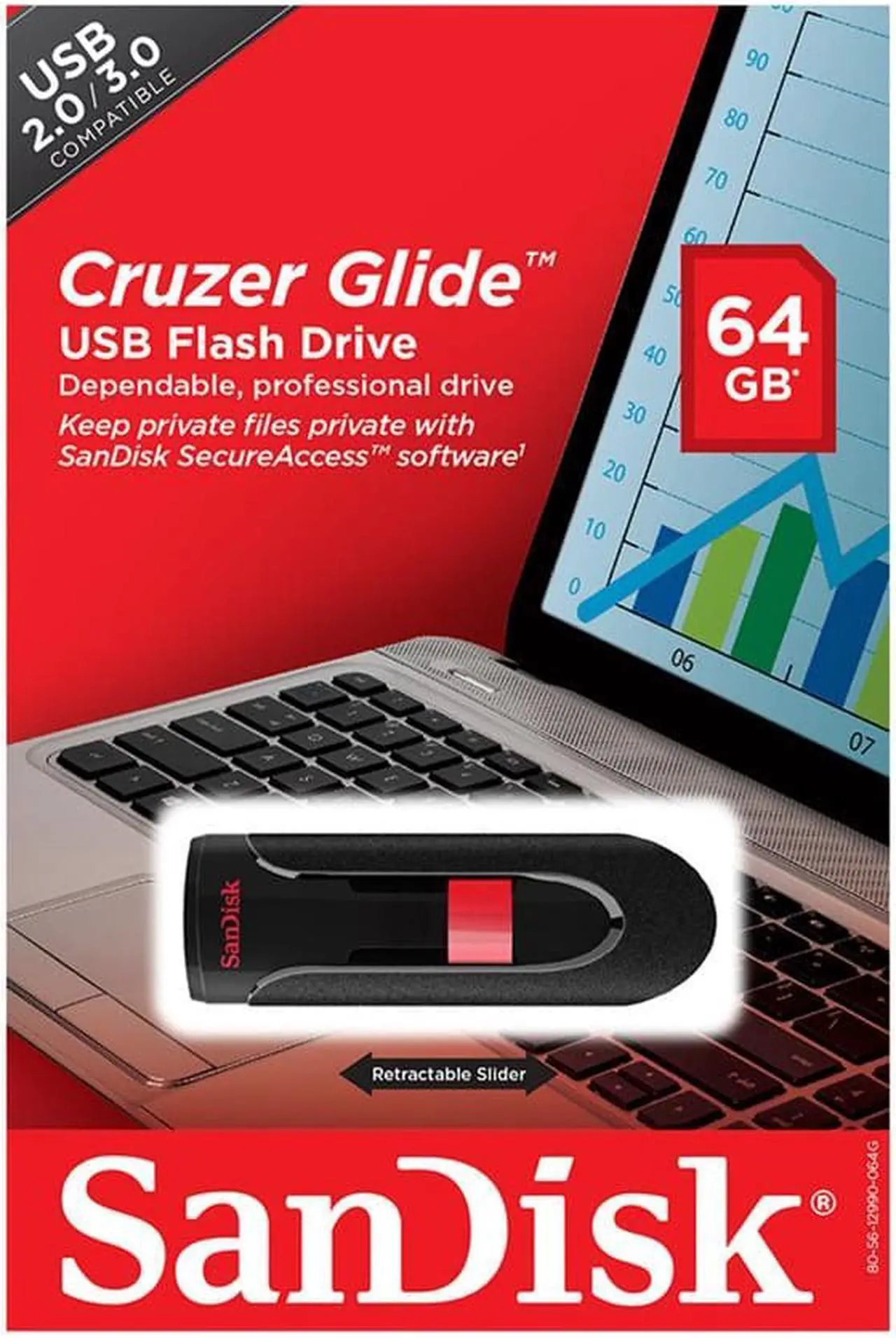 Alt view image 3 of 3 - SanDisk 64GB Cruzer Glide CZ60 USB 2.0 Flash Drive (SDCZ60-064G-B35)