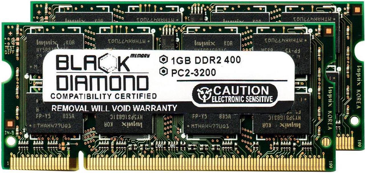 2GB 2X1GB Memory RAM for Compaq Pavilion DV3 Series dv2410ca DDR2 SO-DIMM 200pin PC2-3200 400MHz Black Diamond Memory Module Upgrade