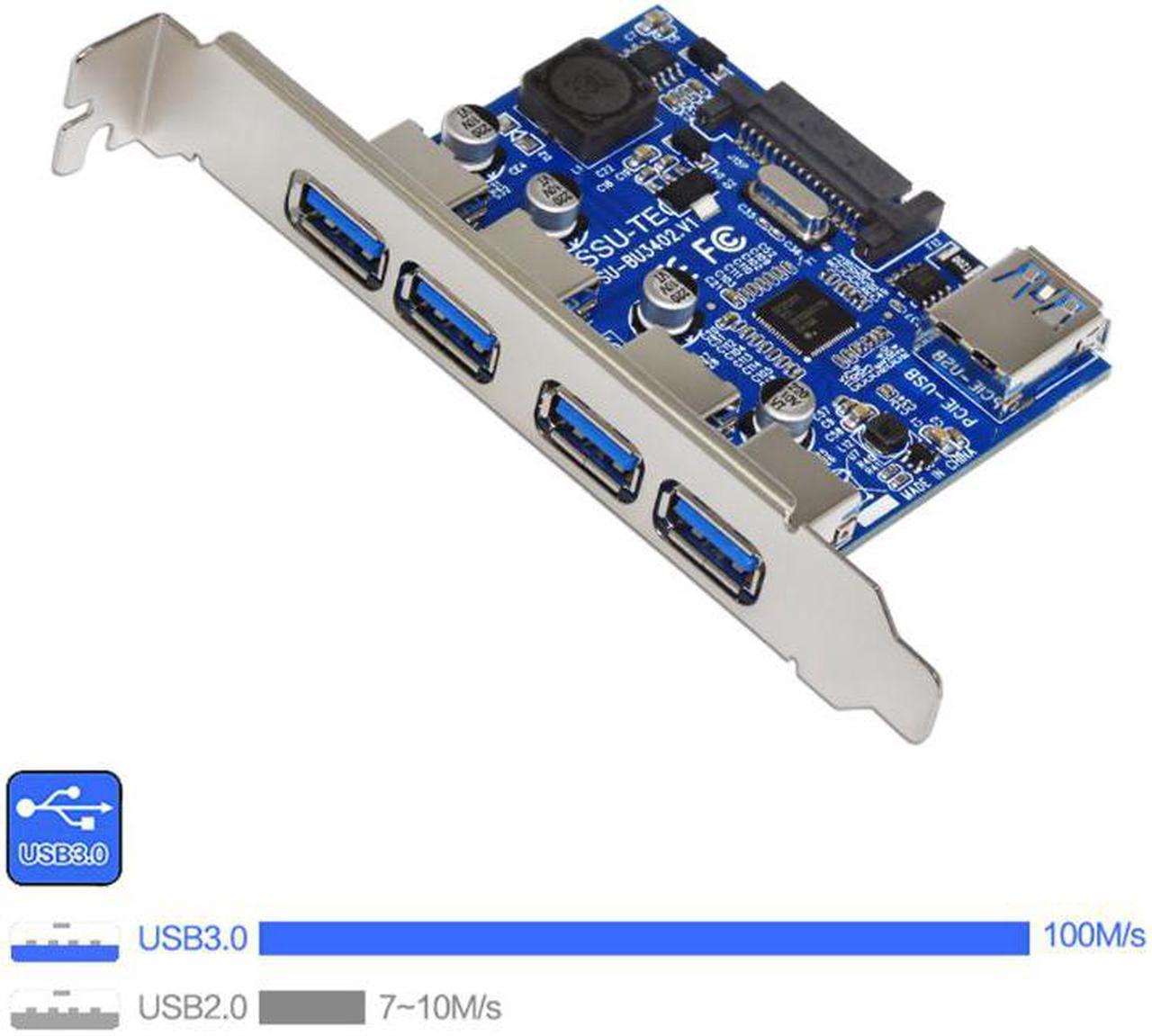 4 Ports PCI-E 1X To USB 3.0 Hub Adapter Expansion Riser Card Board Super Speed With USB Cable