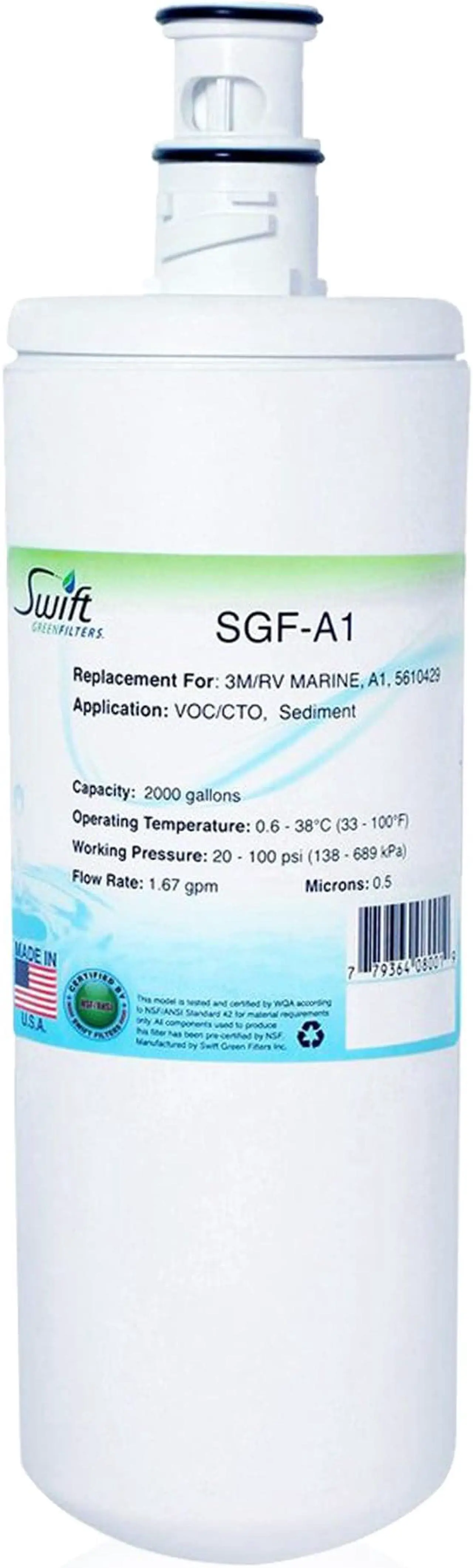 Alt view image 3 of 7 - Swift Green Filters SGF-A1 Compatible Commercial Water Filter for 3M/RV MARINE, A1, 5610429 , Made in USA