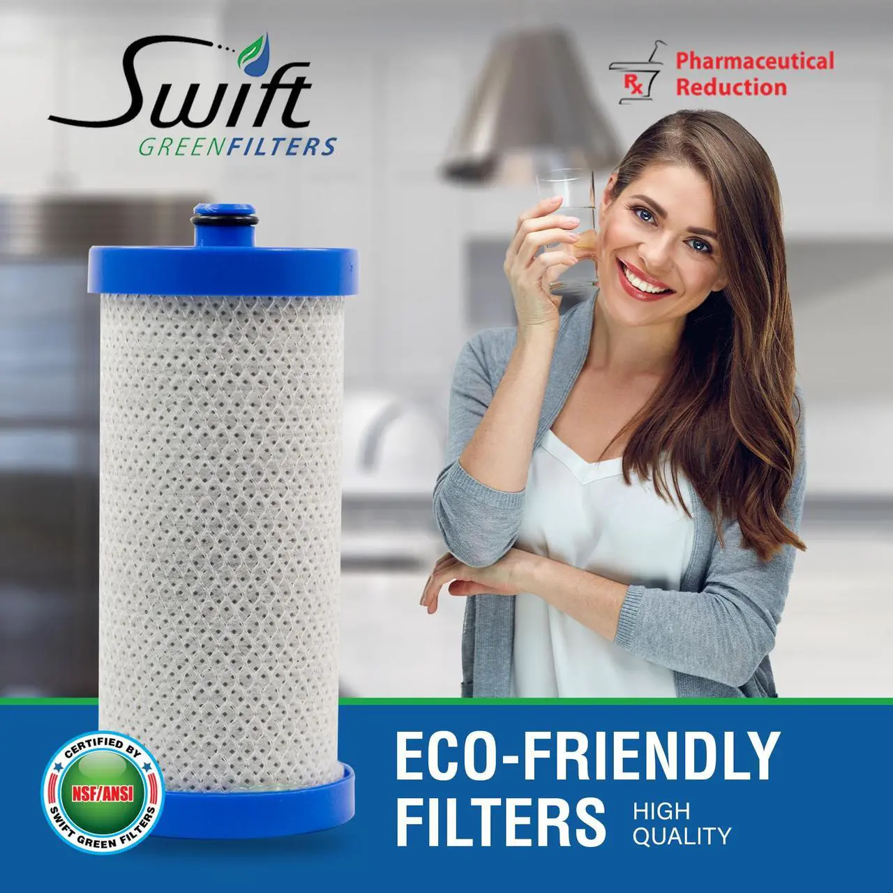 Alt view image 3 of 7 - Swift Green Filters SGF-WF1CB Rx Compatible Pharmaceuticals Refrigerator Water Filter for WFCB, WF1CB, 240394501, NGRG-2000, RF-100, RG-100, 218710901, 218710902, Made in USA