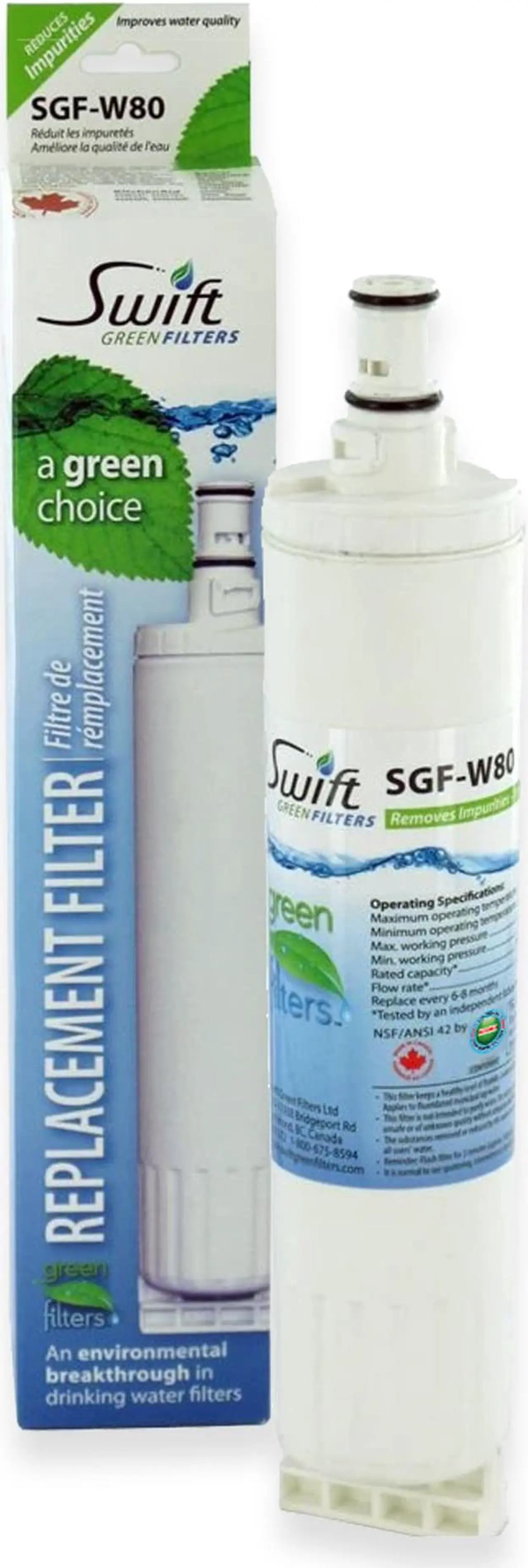 Alt view image 2 of 7 - Swift Green Filters SGF-W80 Compatible Refrigerator Water Filter for 4396508, 4396510, EDR5RXD1, FILTER 5, Made in USA