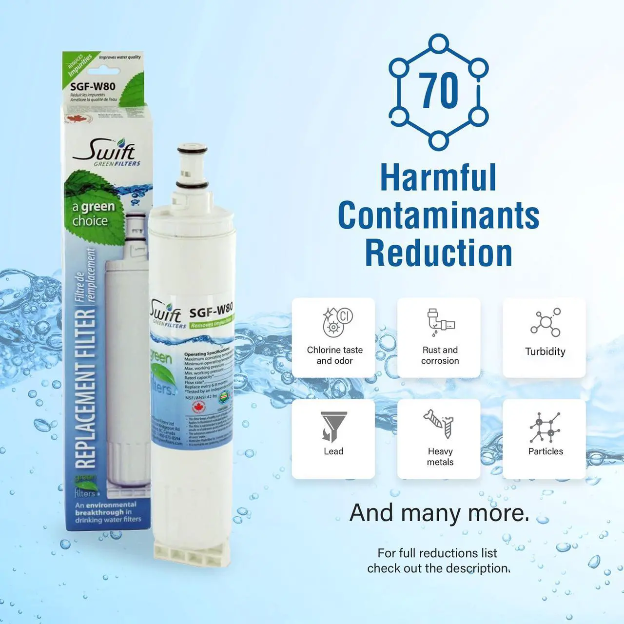 Alt view image 5 of 7 - Swift Green Filters SGF-W80 Compatible Refrigerator Water Filter for 4396508, 4396510, EDR5RXD1, FILTER 5, Made in USA