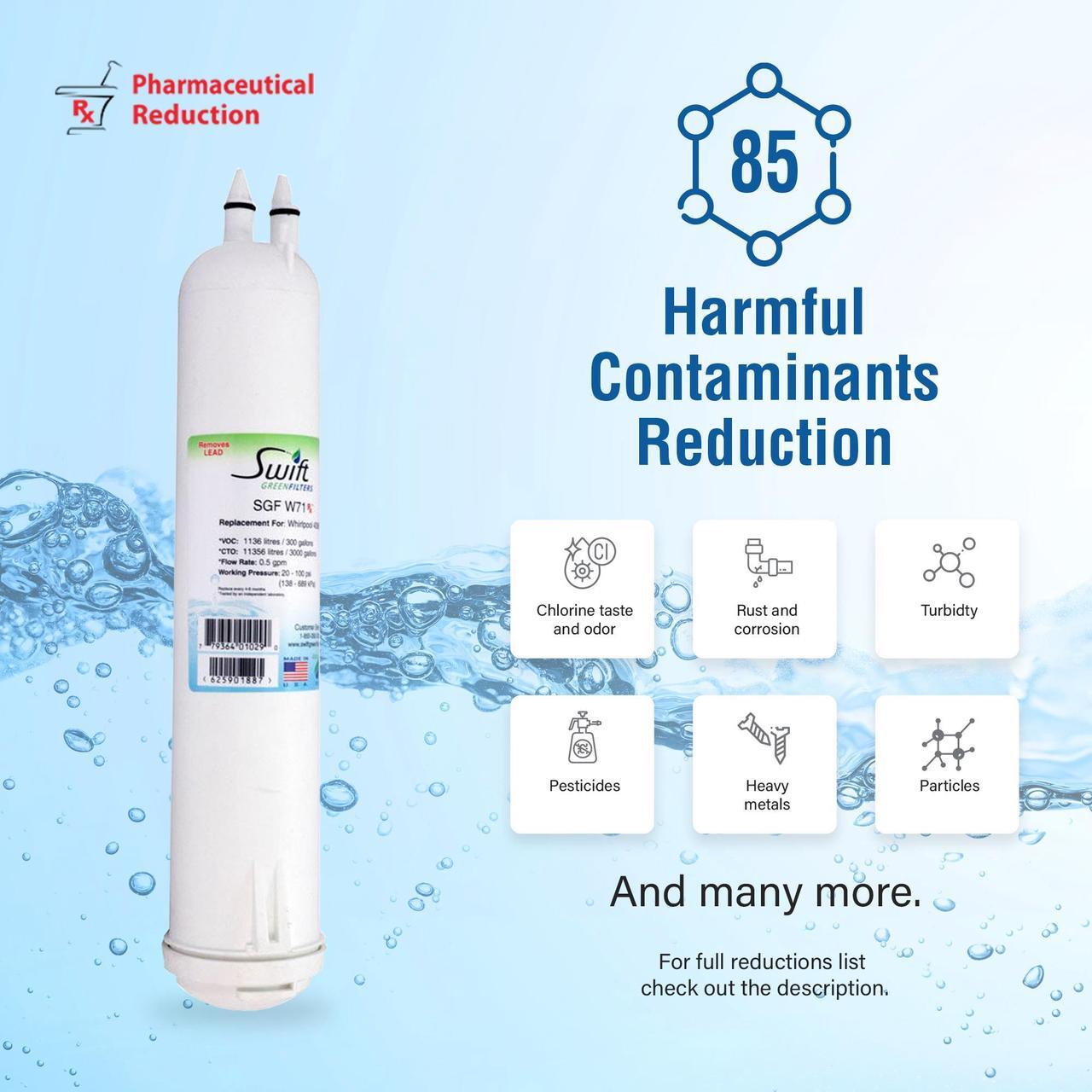 Alt view image 4 of 7 - SGF-W71 Rx Compatible Pharmaceuticals Refrigerator Water Filter for 4396841, 4396710, EDR3RXD1, EFF-6016A, EFF-6008A, EDR3RXD1, Made in USA ( 3 Pack)